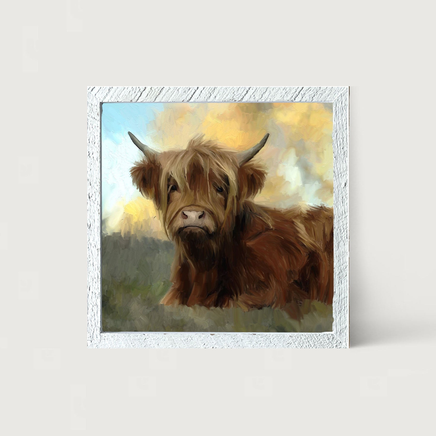 Springtime Highland Cow - Framed art