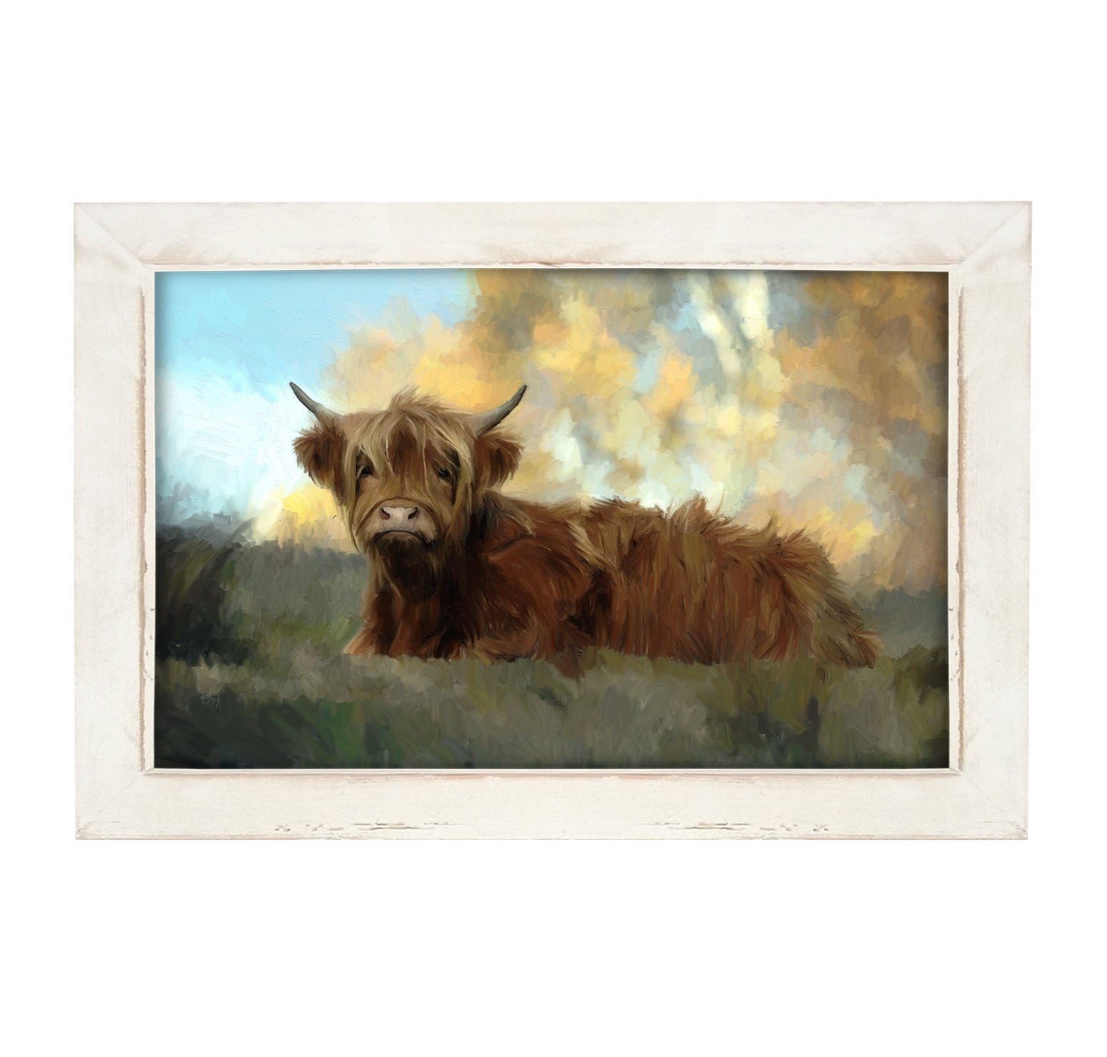 Springtime Highland Cow - Framed art