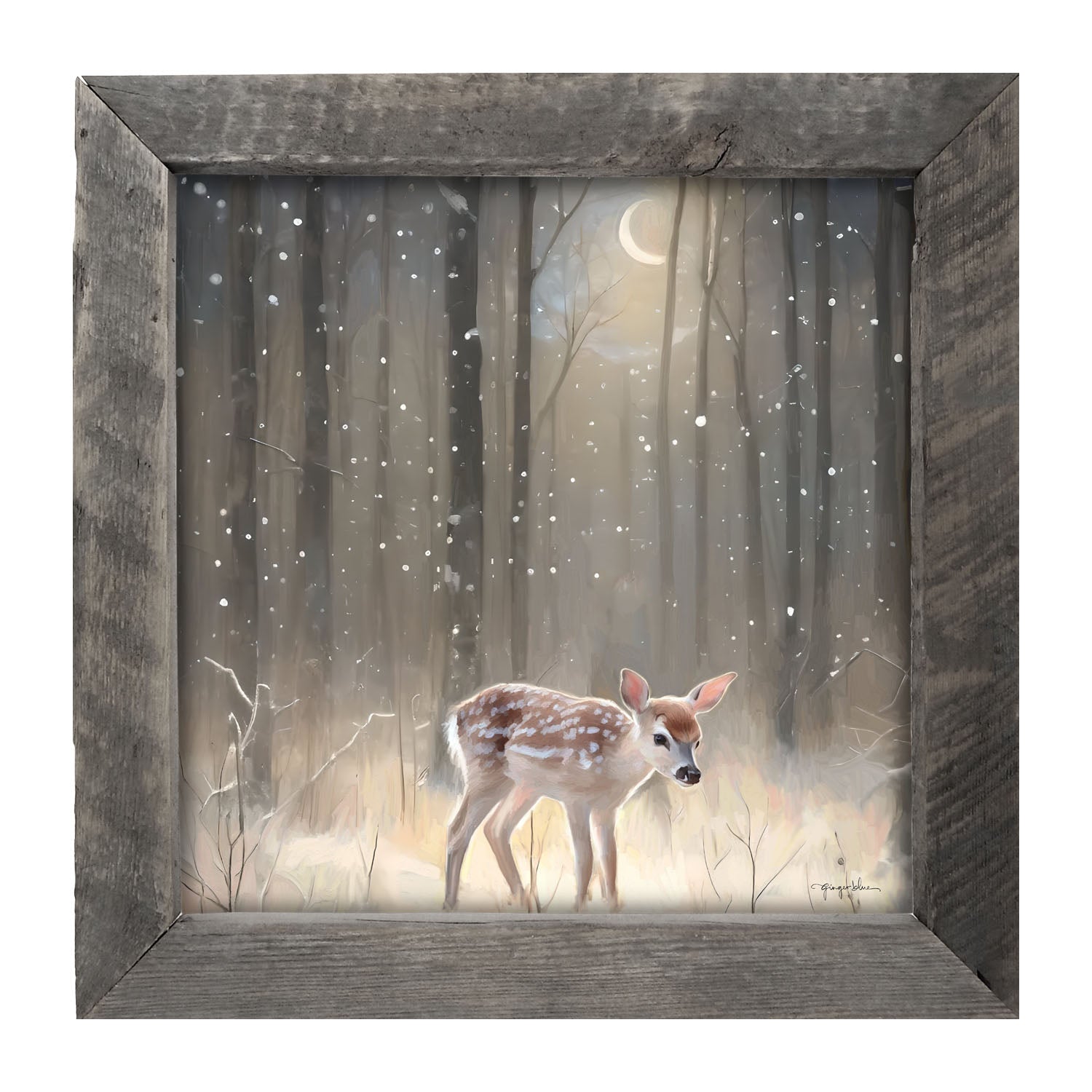 Snowy Deer - Framed art
