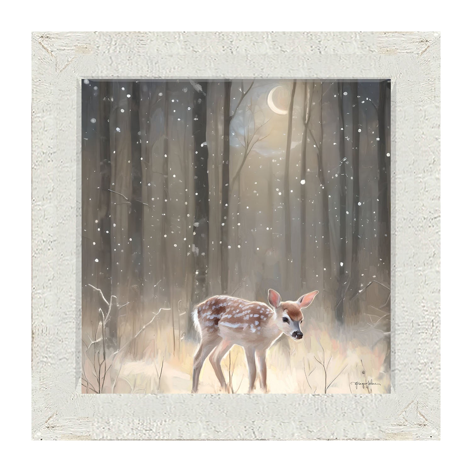 Snowy Deer - Framed art