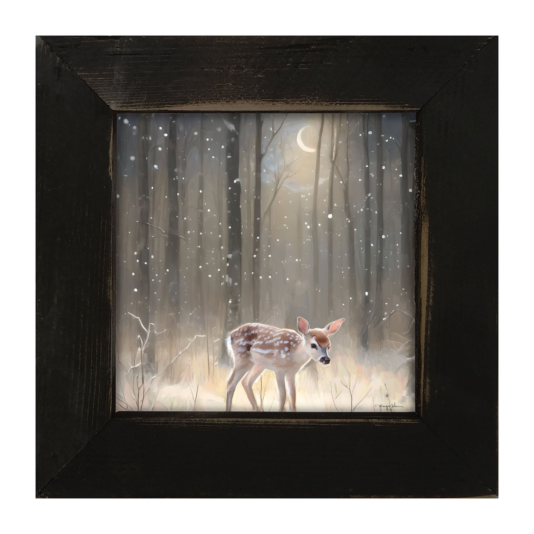 Snowy Deer - Framed art
