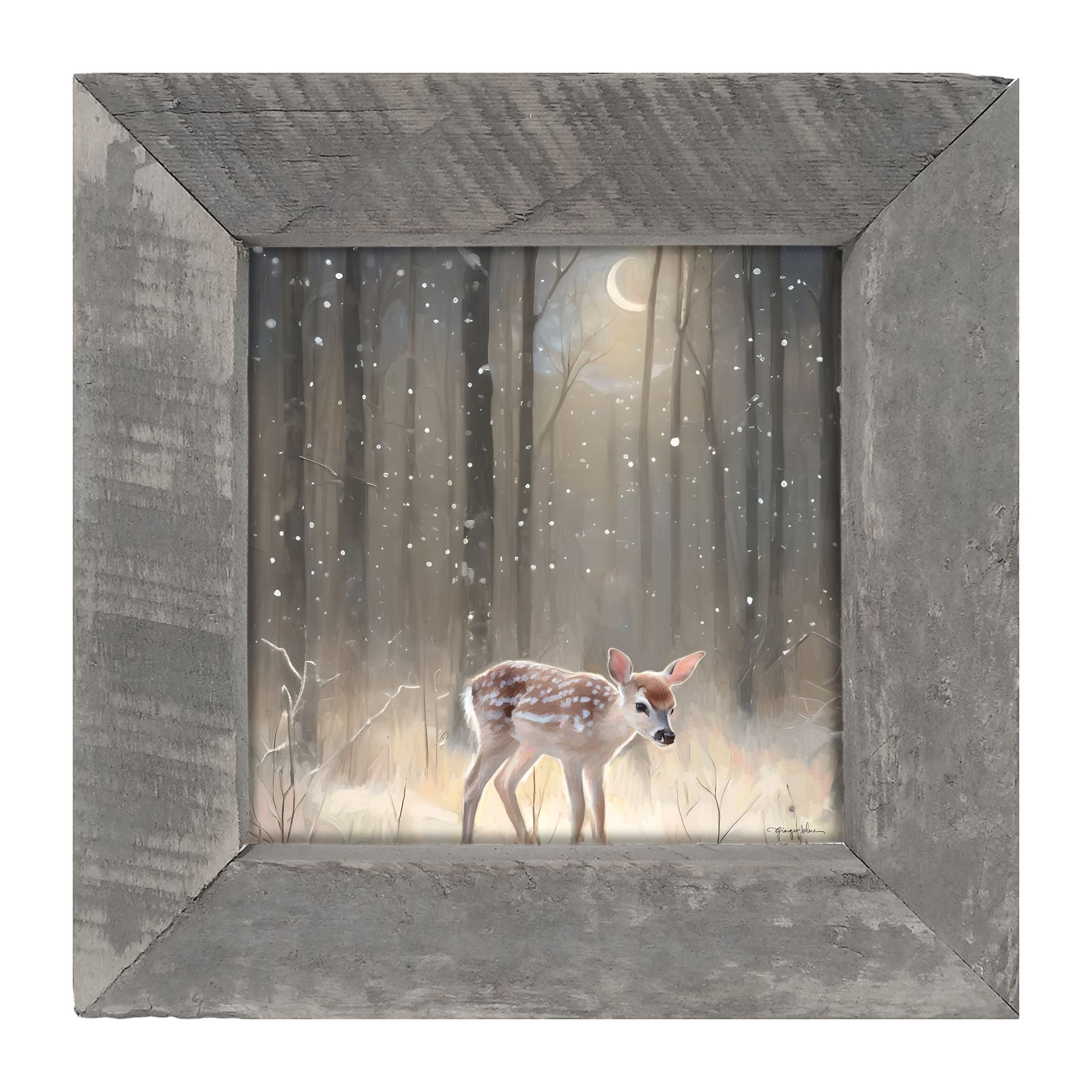 Snowy Deer - Framed art