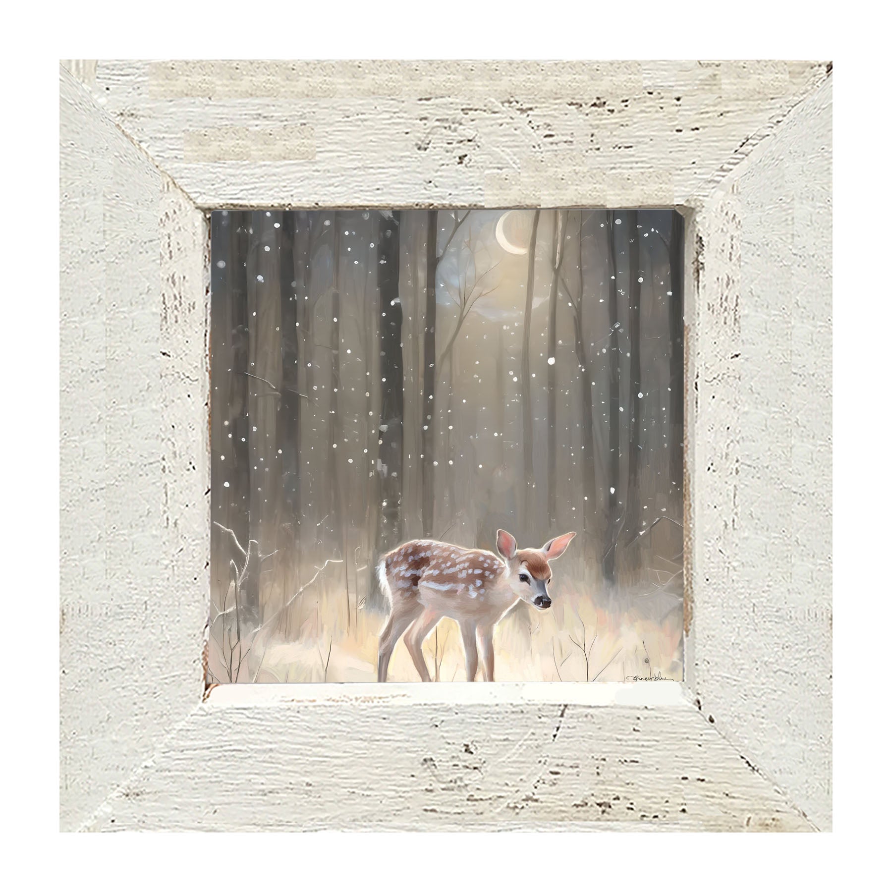 Snowy Deer - Framed art