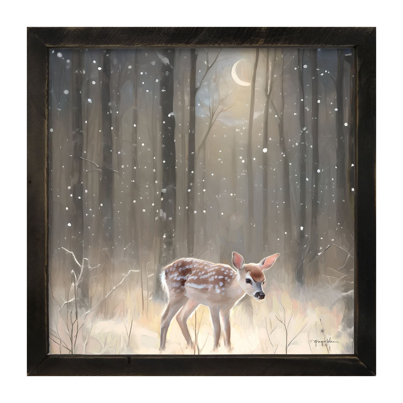 Snowy Deer - Framed art