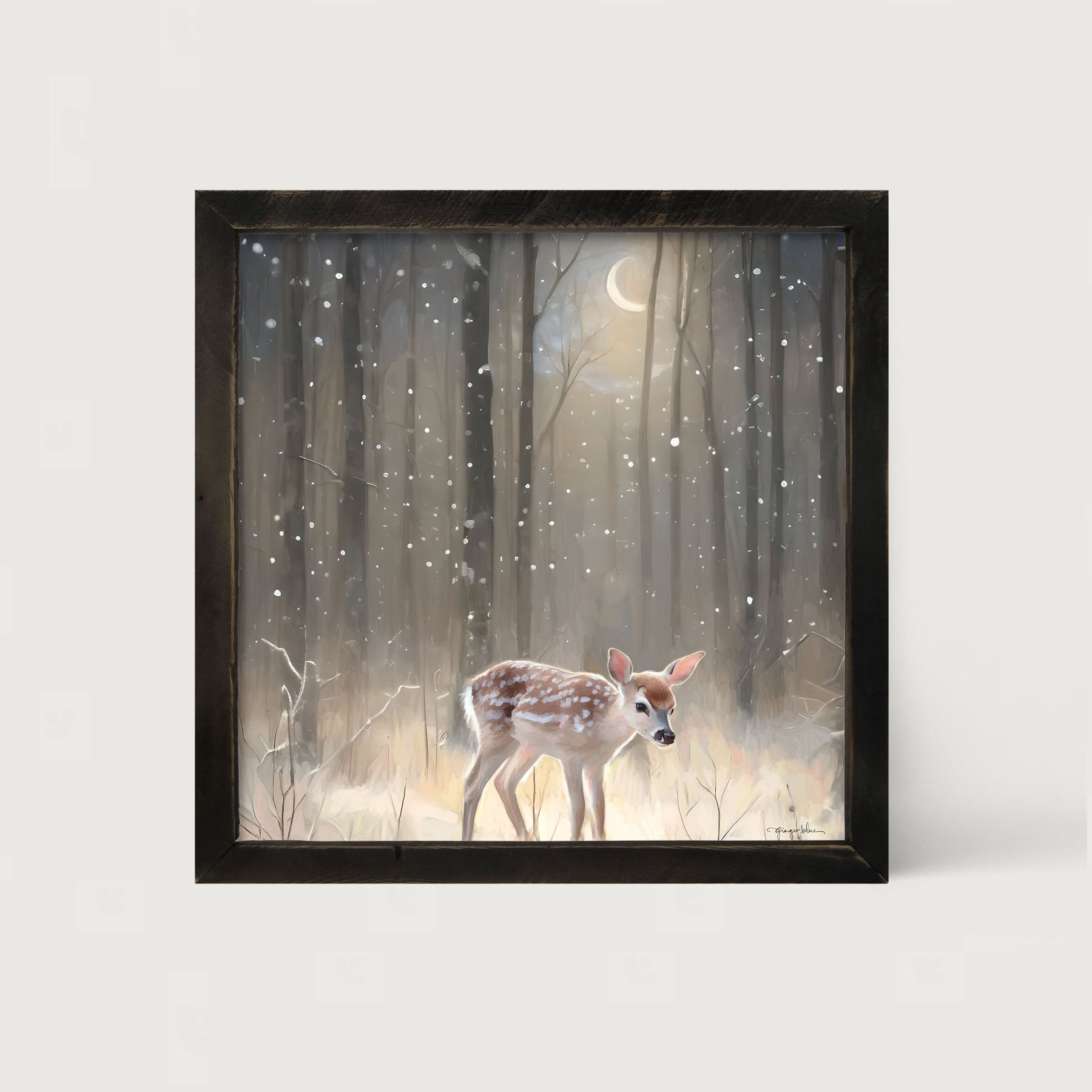 Snowy Deer - Framed art