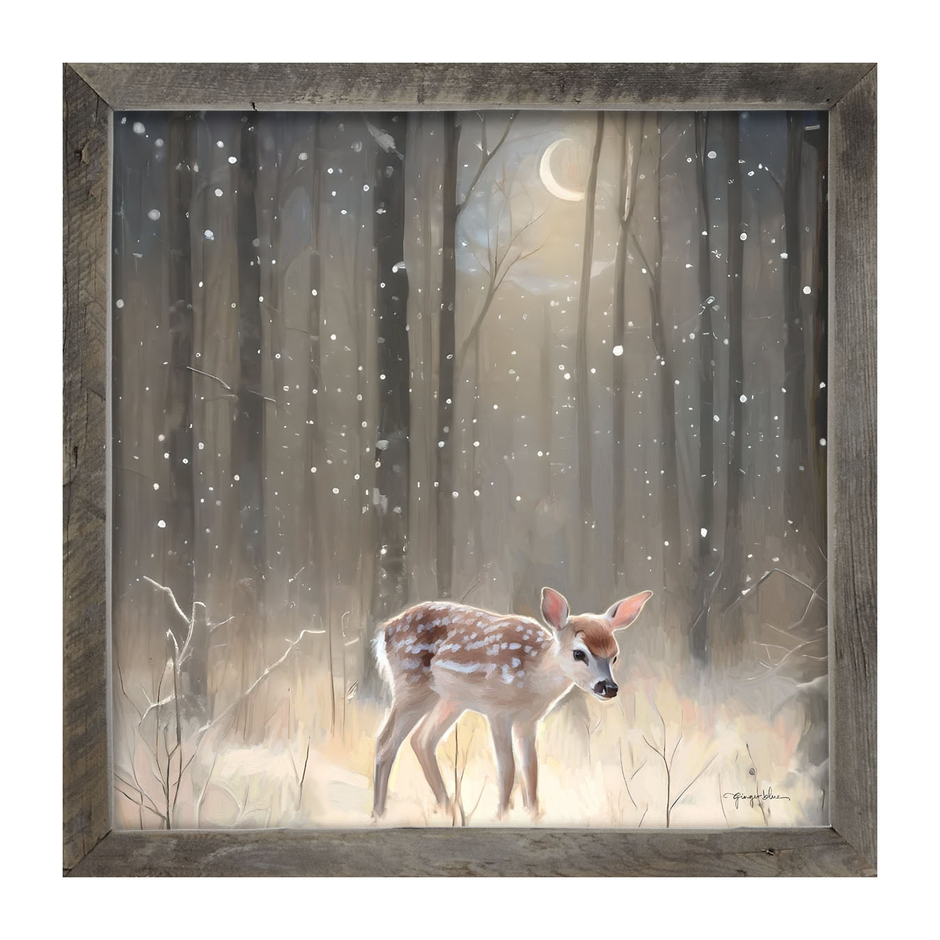 Snowy Deer - Framed art