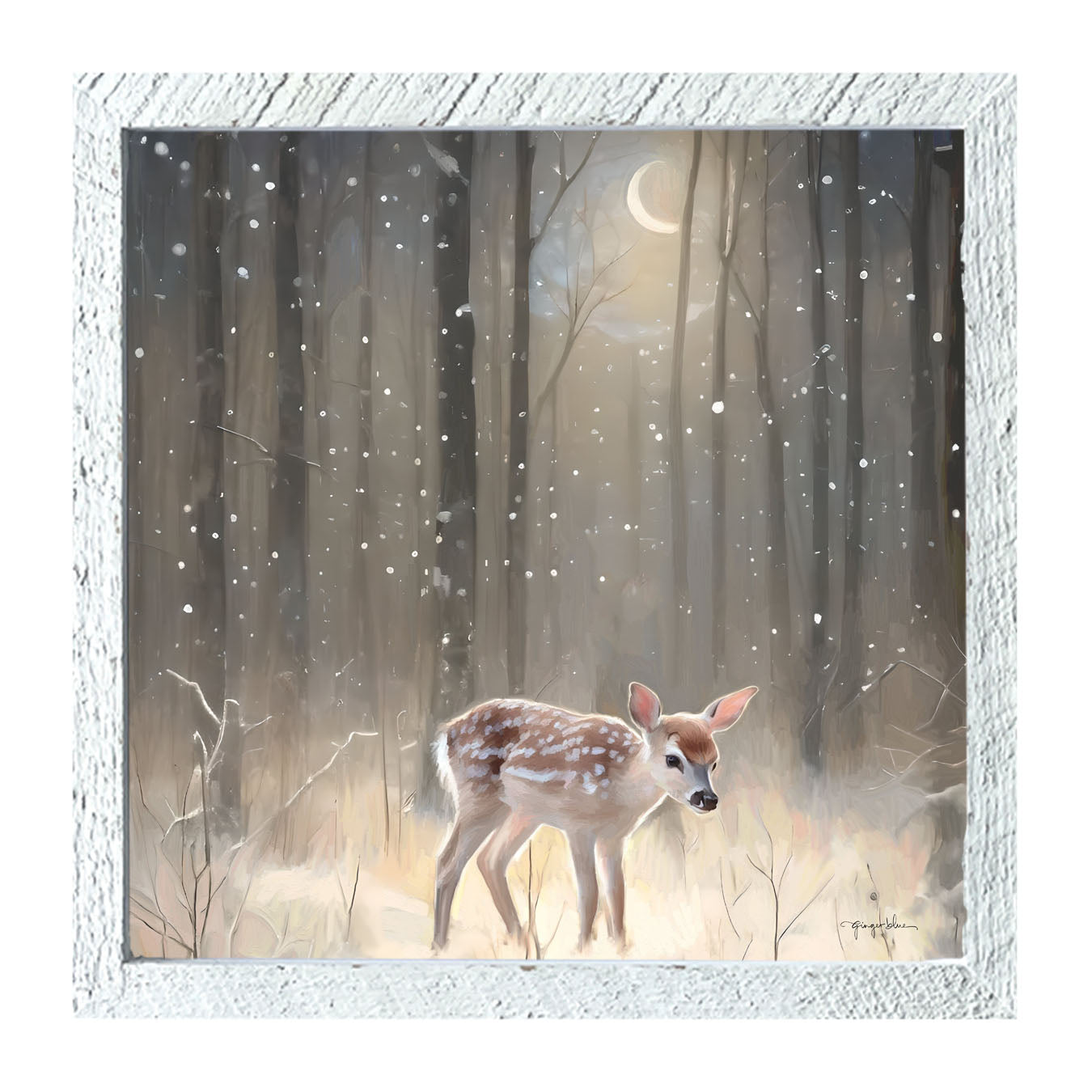 Snowy Deer - Framed art