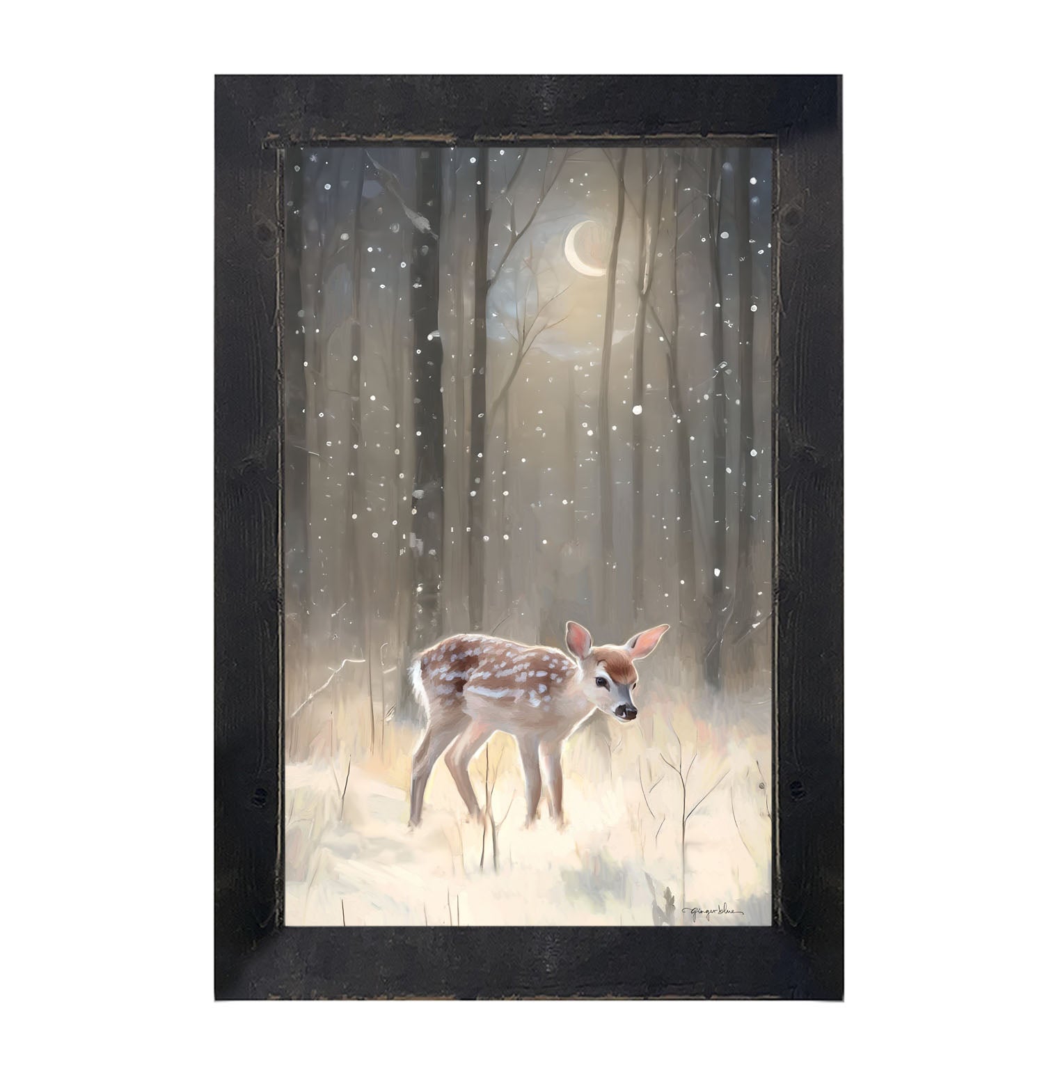 Snowy Deer - Framed art