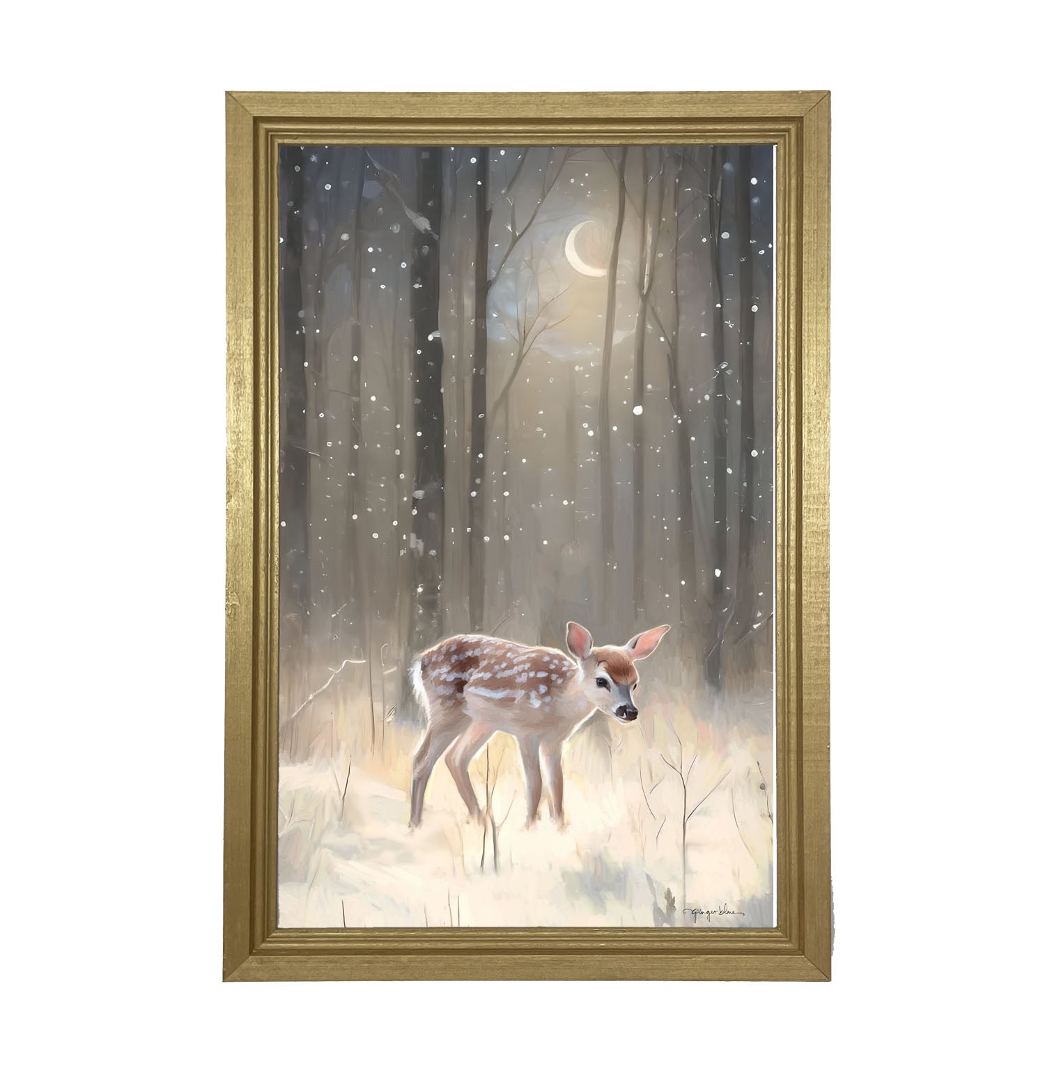 Snowy Deer - Framed art
