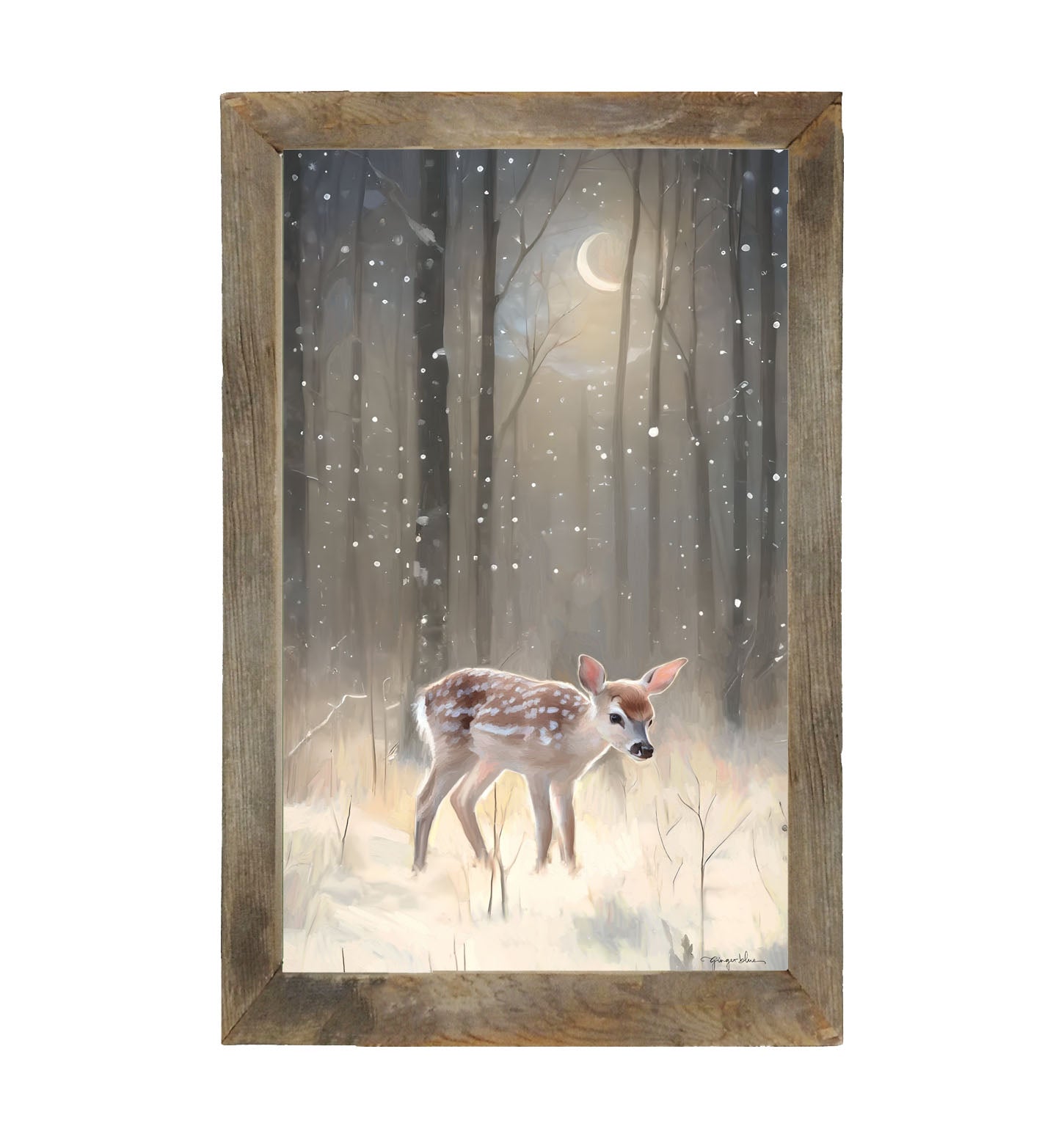 Snowy Deer - Framed art