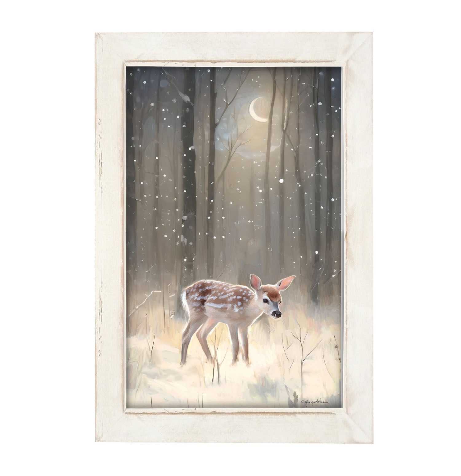 Snowy Deer - Framed art