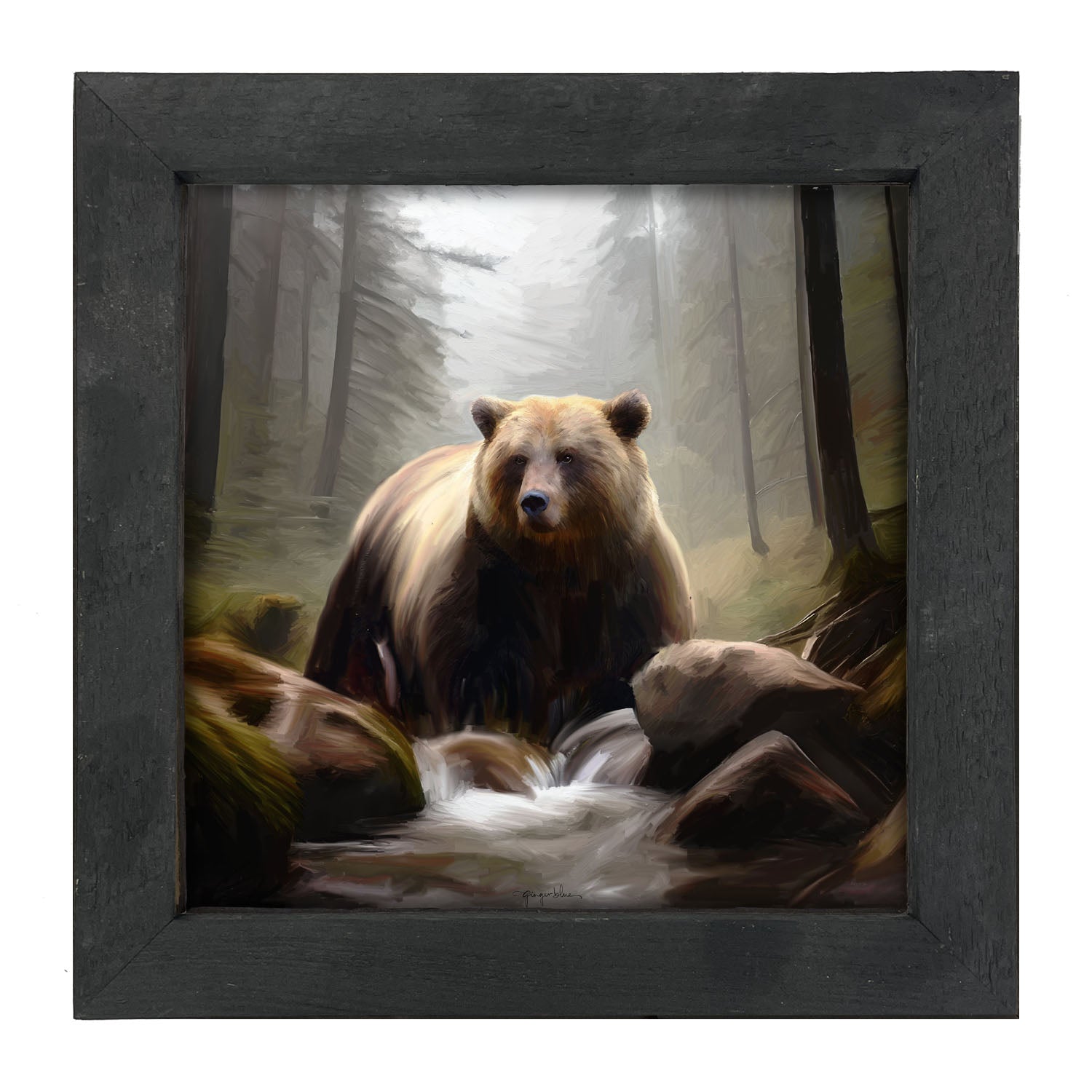 Riverside Bear - Framed art