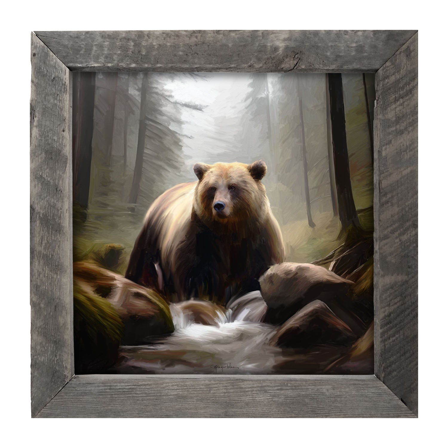 Riverside Bear - Framed art