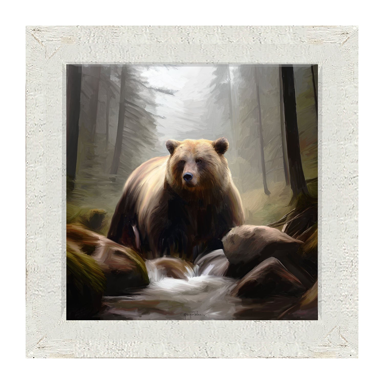 Riverside Bear - Framed art