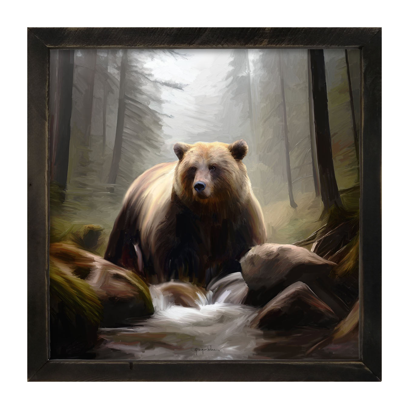 Riverside Bear - Framed art