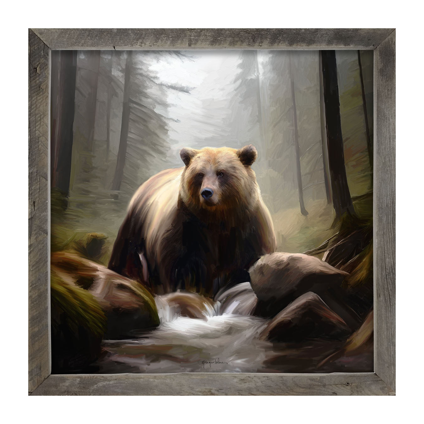 Riverside Bear - Framed art
