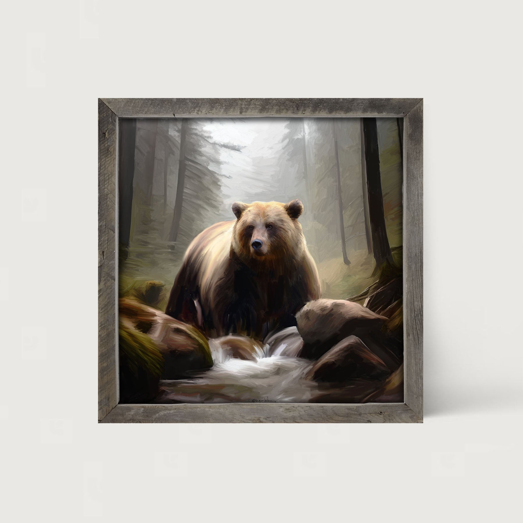 Riverside Bear - Framed art