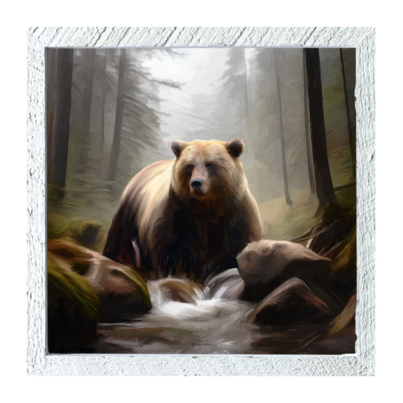 Riverside Bear - Framed art