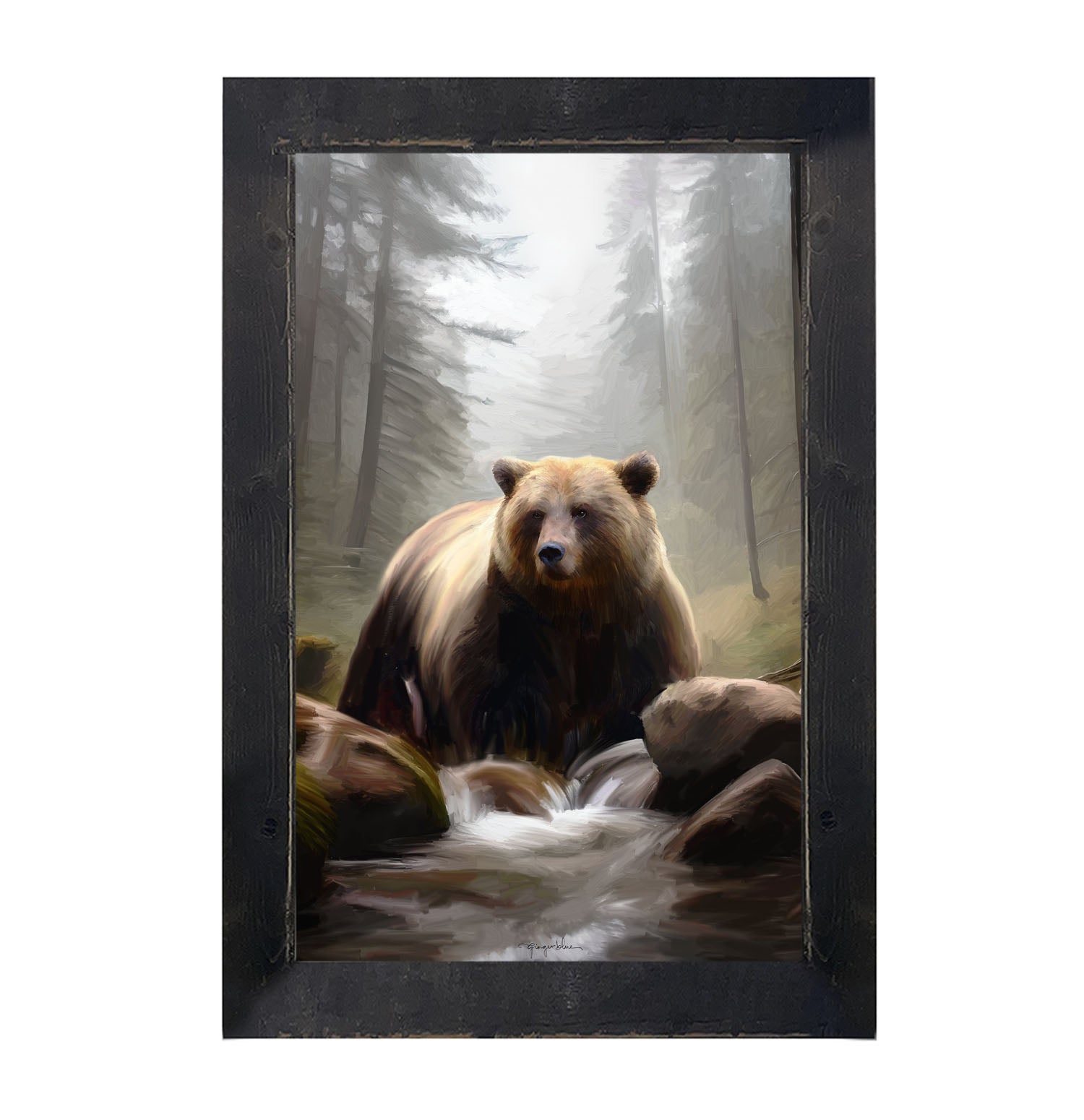 Riverside Bear - Framed art