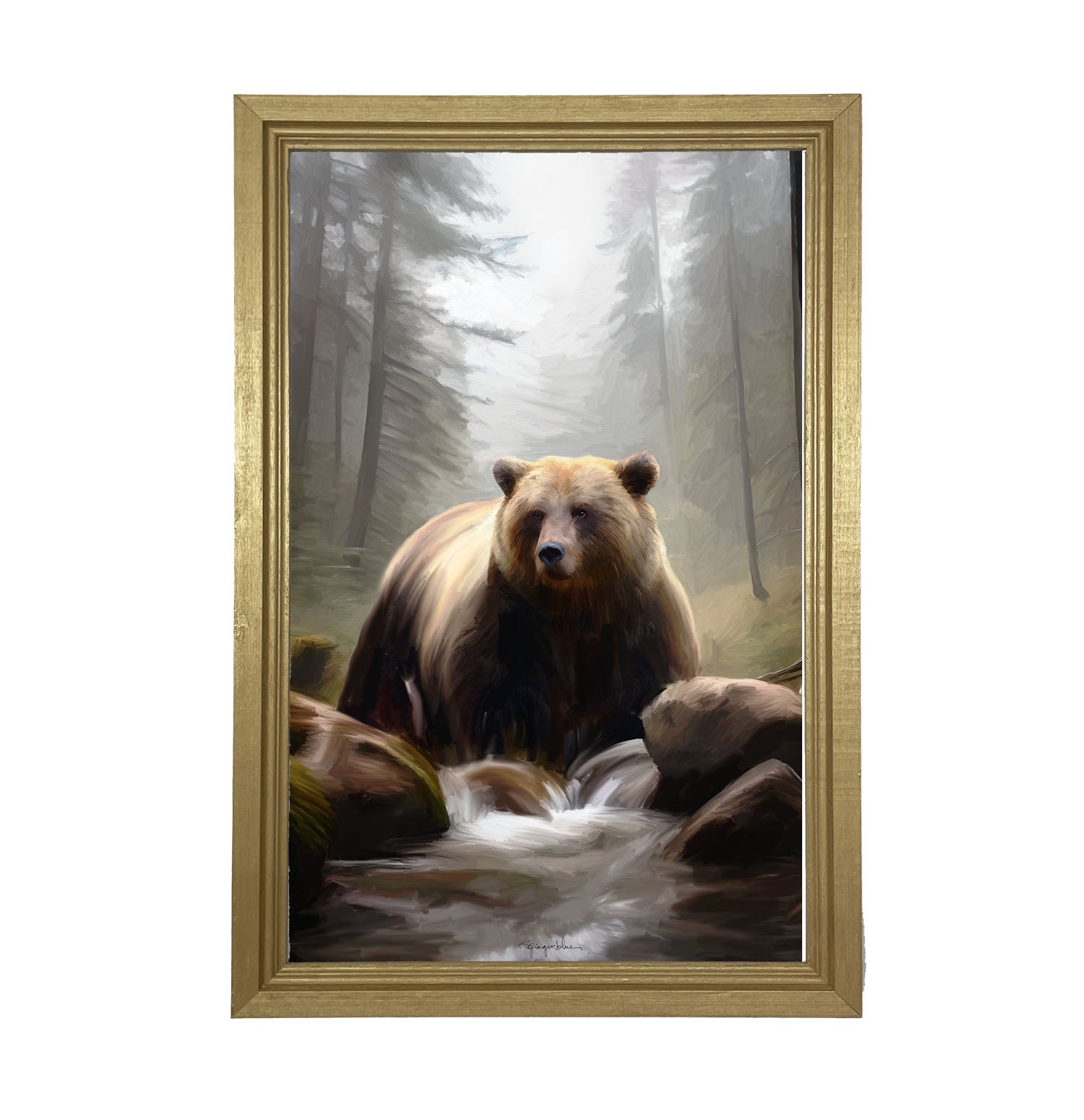 Riverside Bear - Framed art