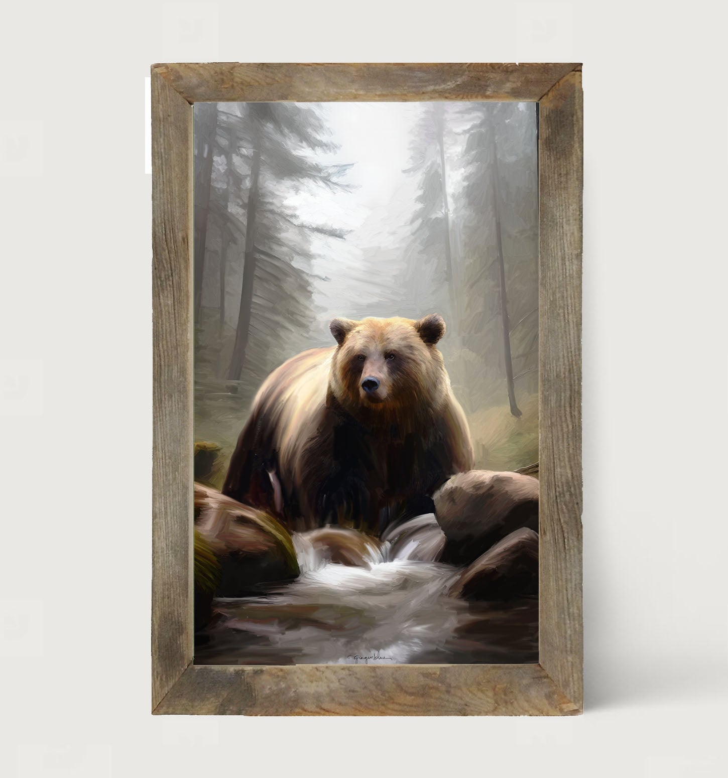 Riverside Bear - Framed art