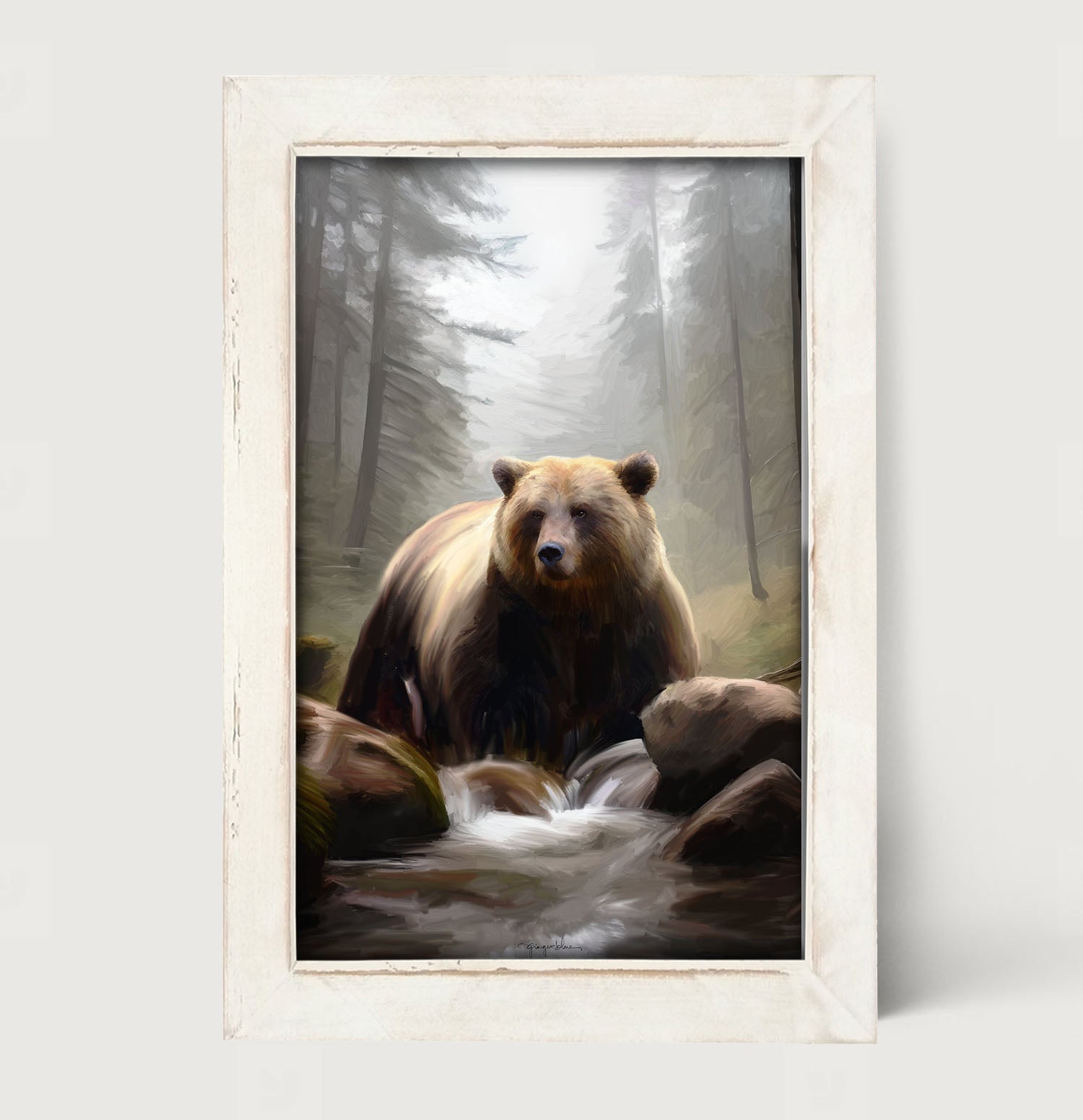 Riverside Bear - Framed art