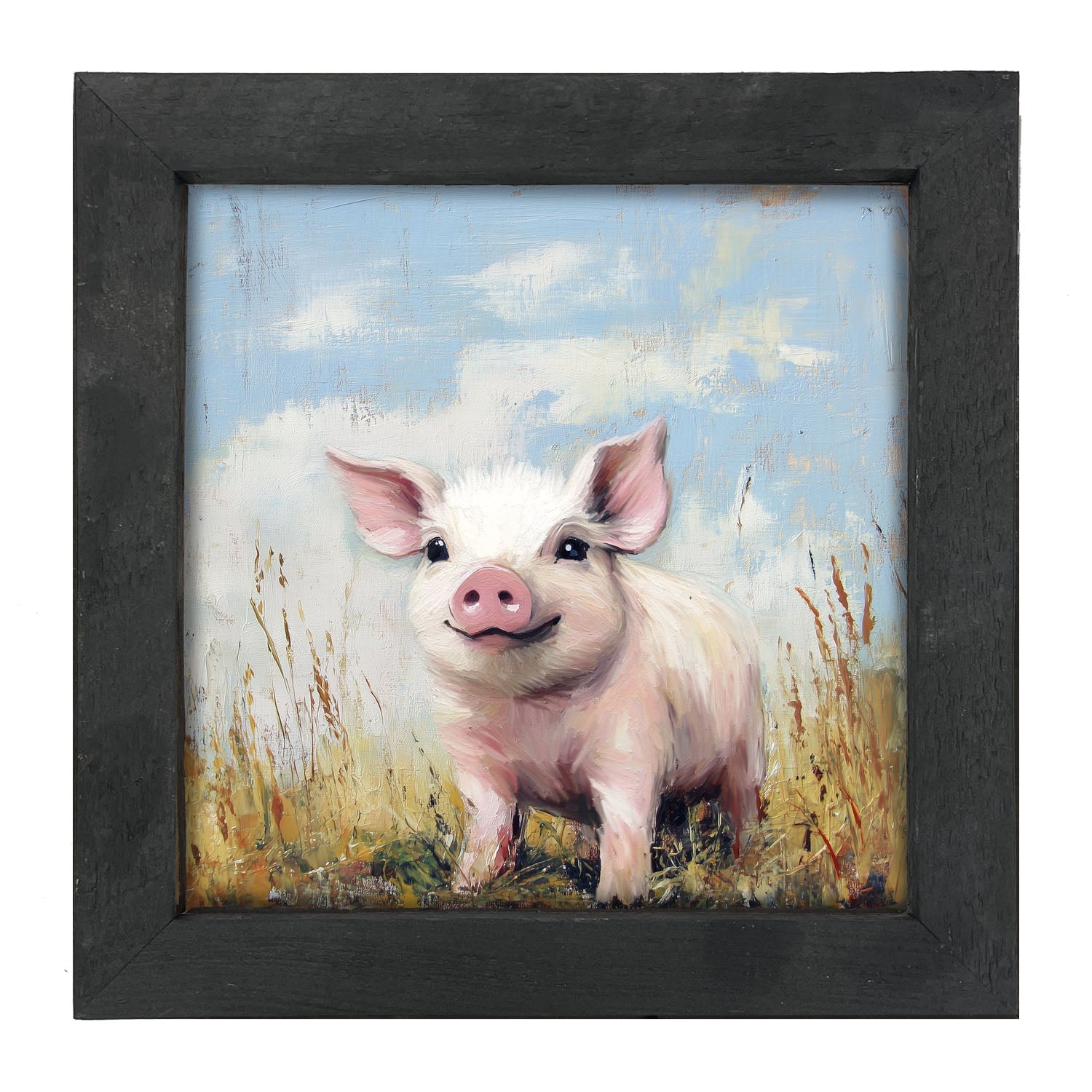 Baby Pig in a Meadow - Framed art