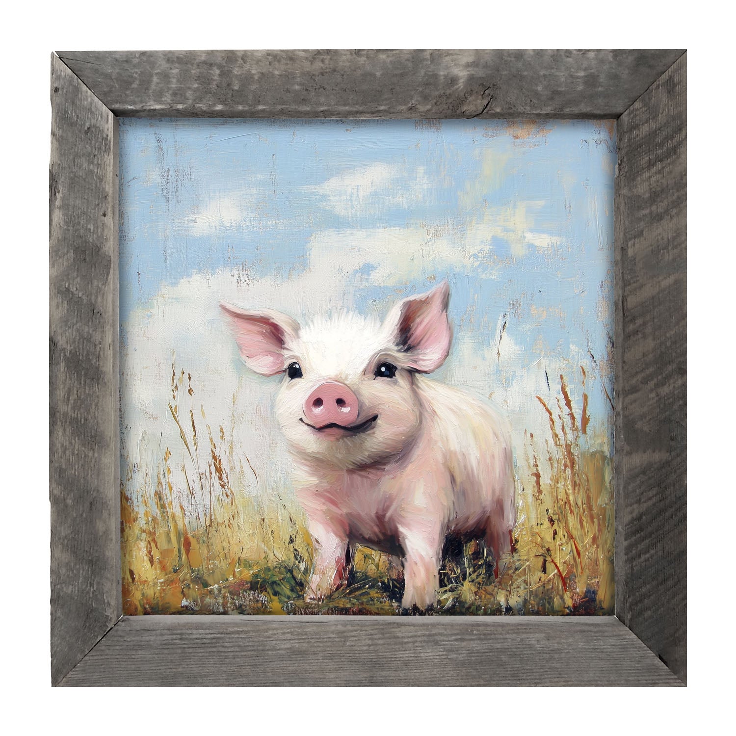Baby Pig in a Meadow - Framed art