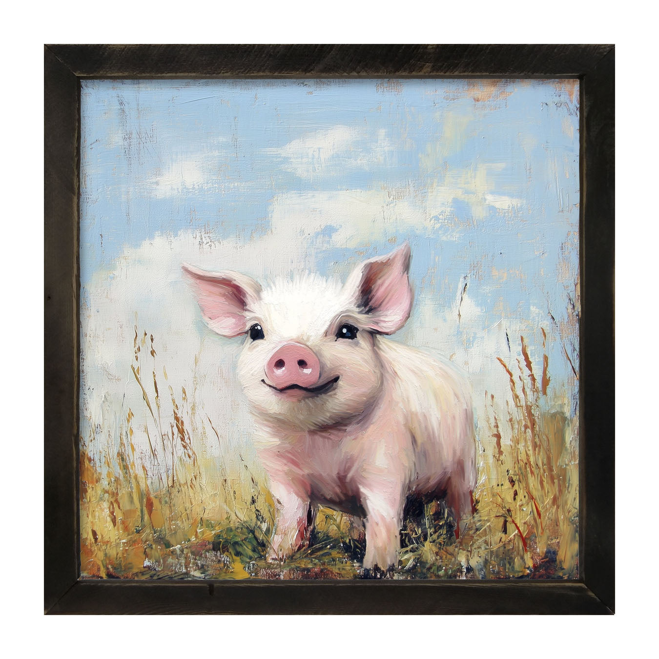 Baby Pig in a Meadow - Framed art
