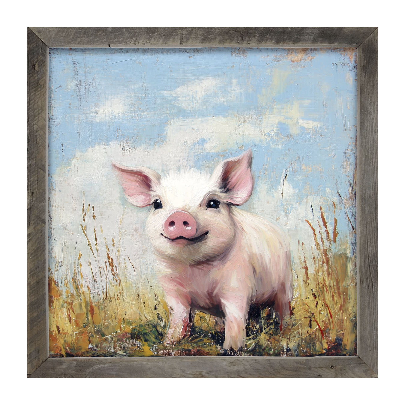 Baby Pig in a Meadow - Framed art