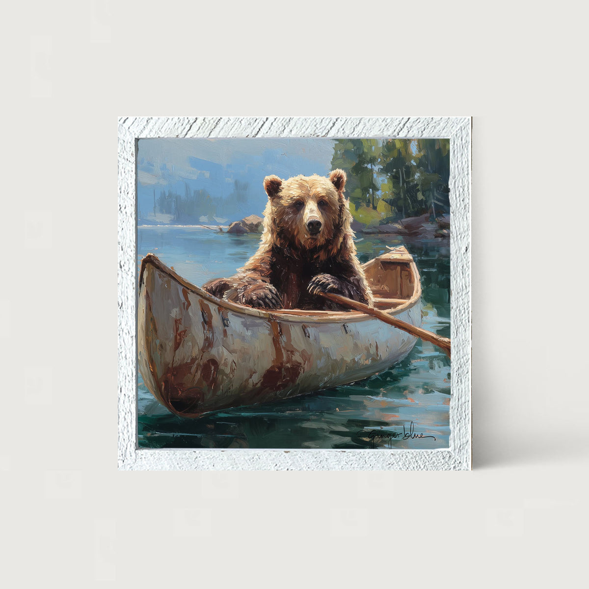 Brown Bear Rowing a Canoe