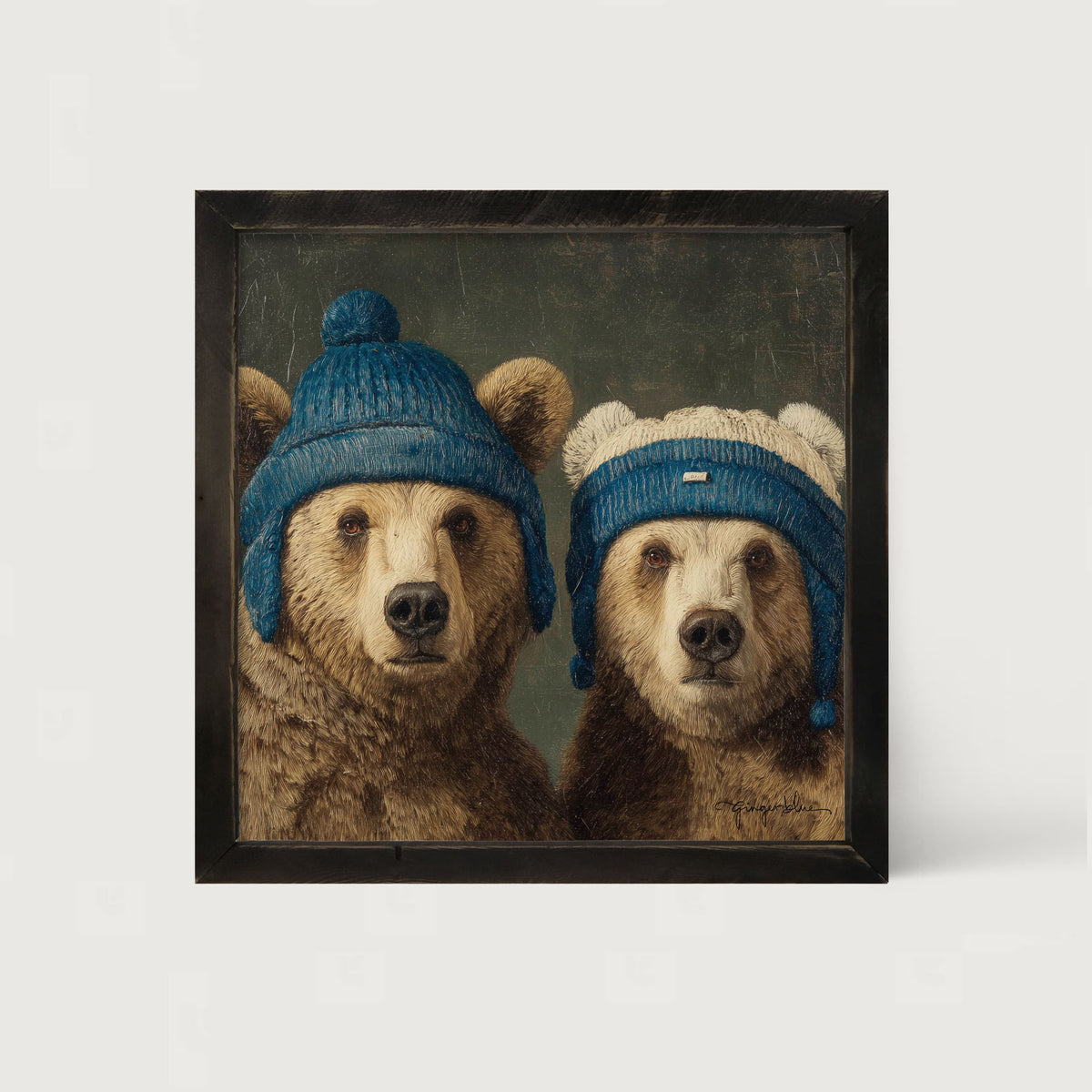Knitted Blue Hat Bears