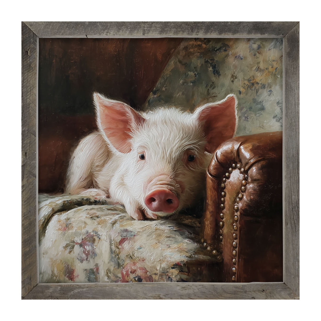 Armchair with Pig - Framed Art
