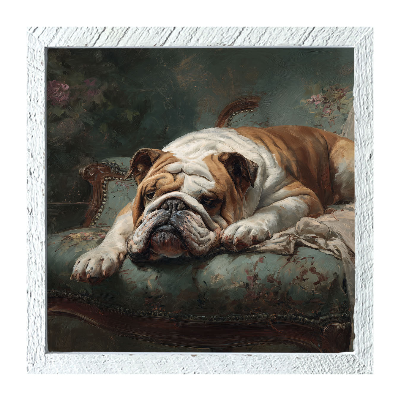 Armchair with Bulldog - Framed Art