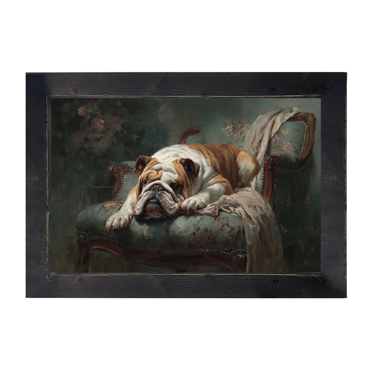 Armchair with Bulldog - Framed Art