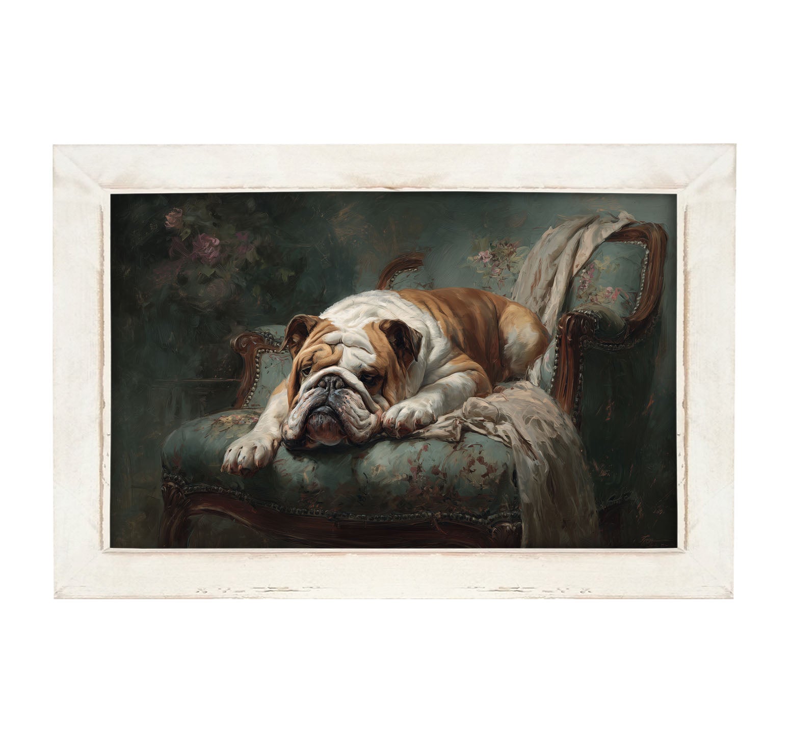 Armchair with Bulldog - Framed Art
