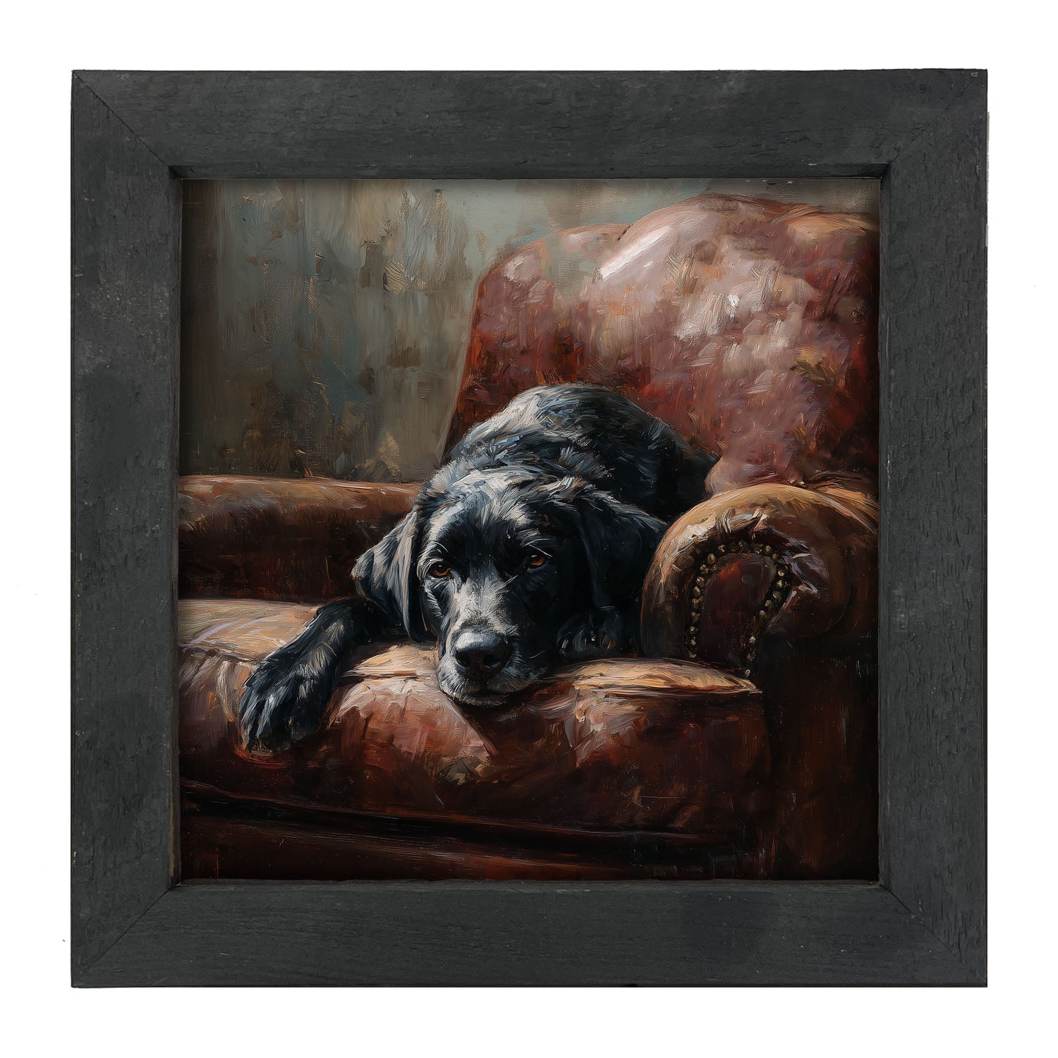 Armchair with Black Lab - Framed Art