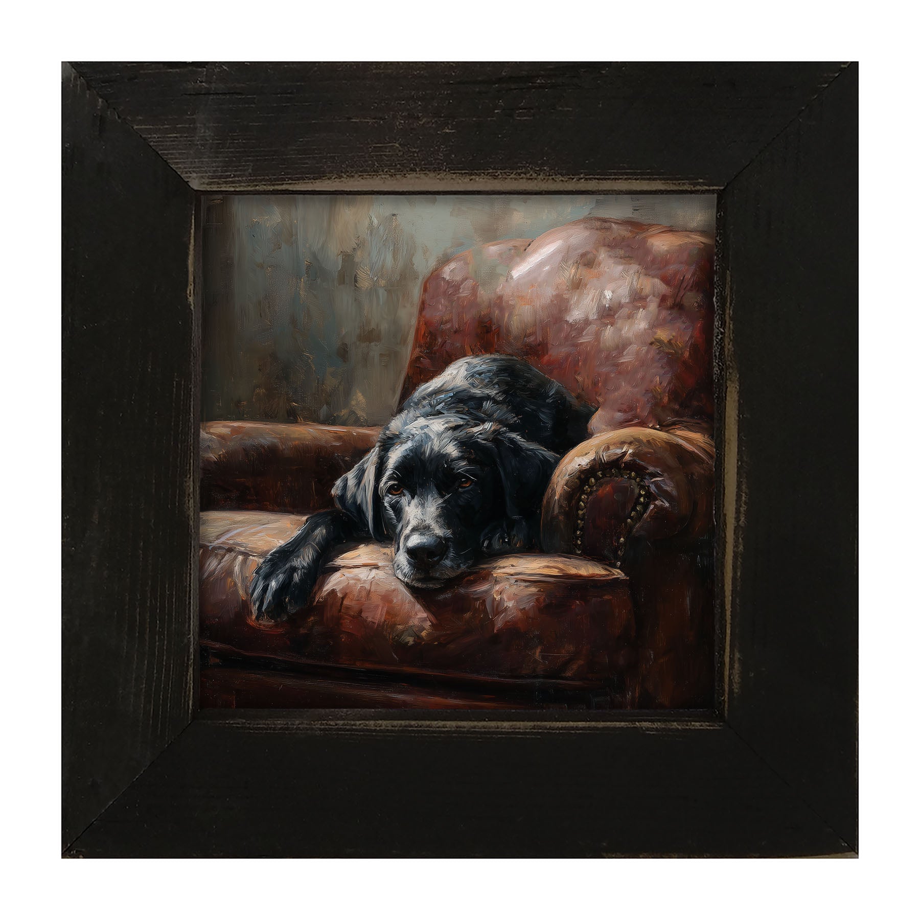 Armchair with Black Lab - Framed Art
