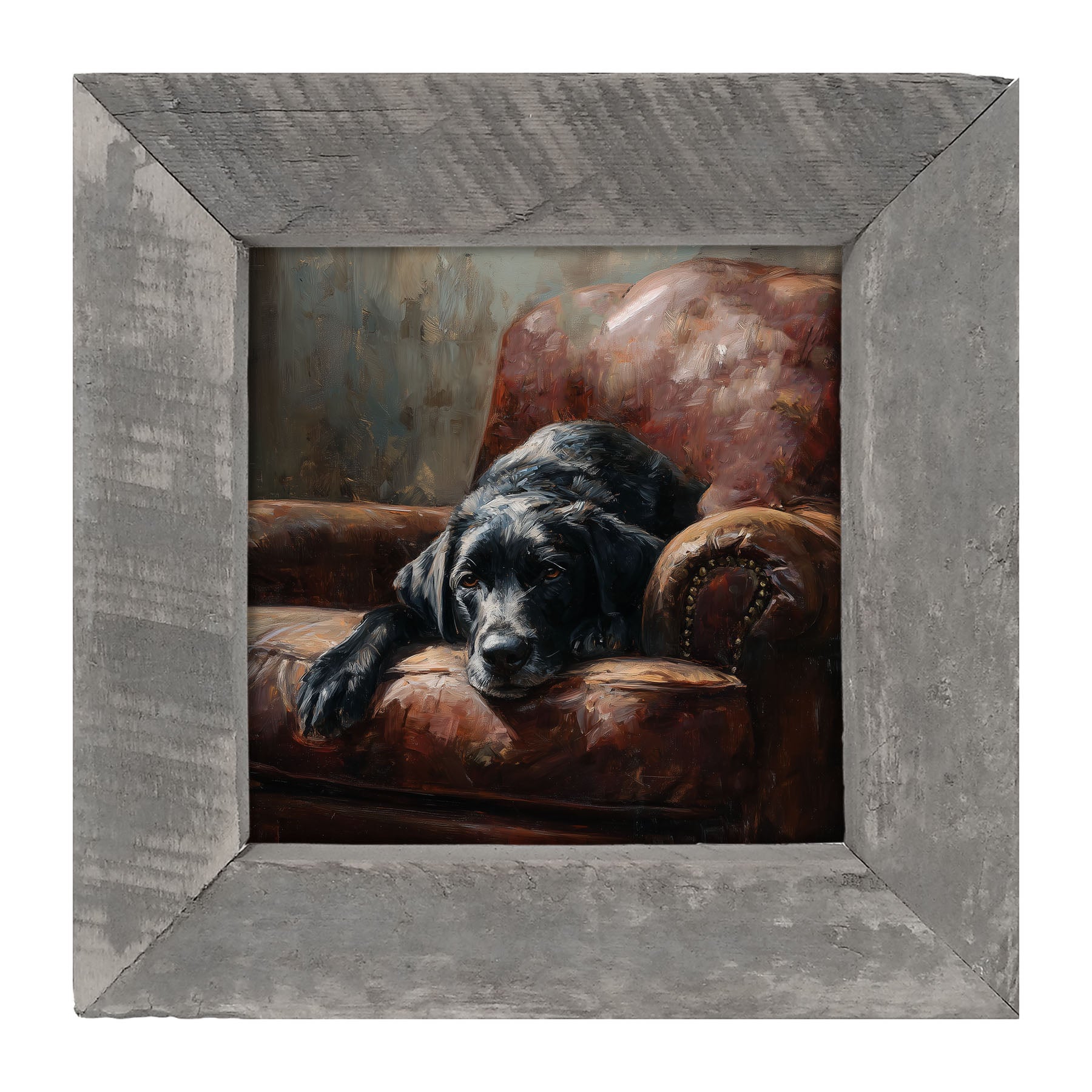 Armchair with Black Lab - Framed Art