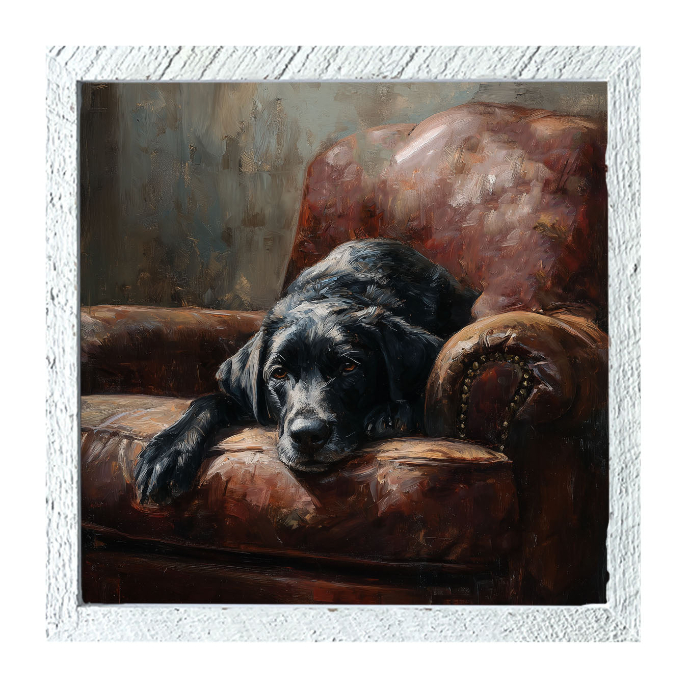 Armchair with Black Lab - Framed Art