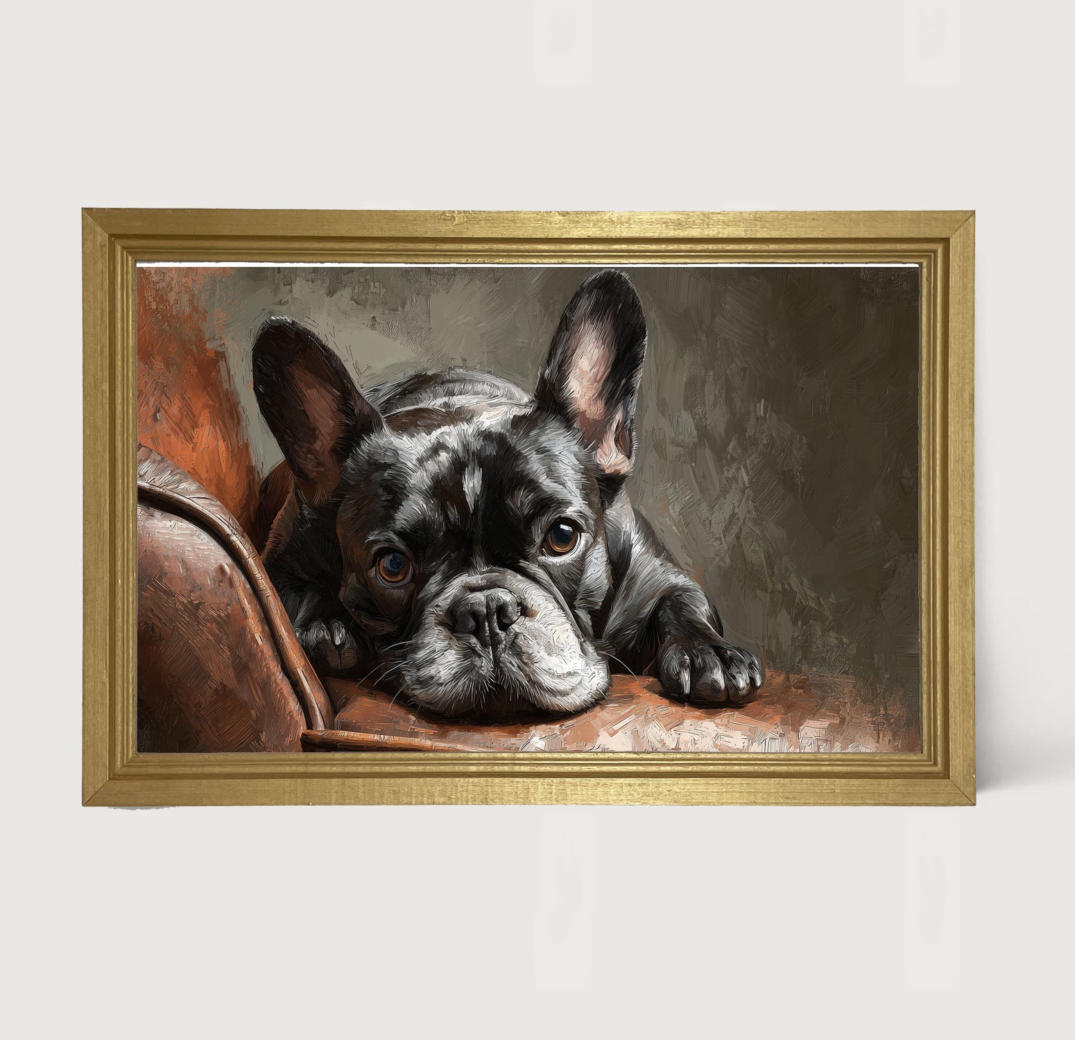 Armchair with Black French Bulldog
