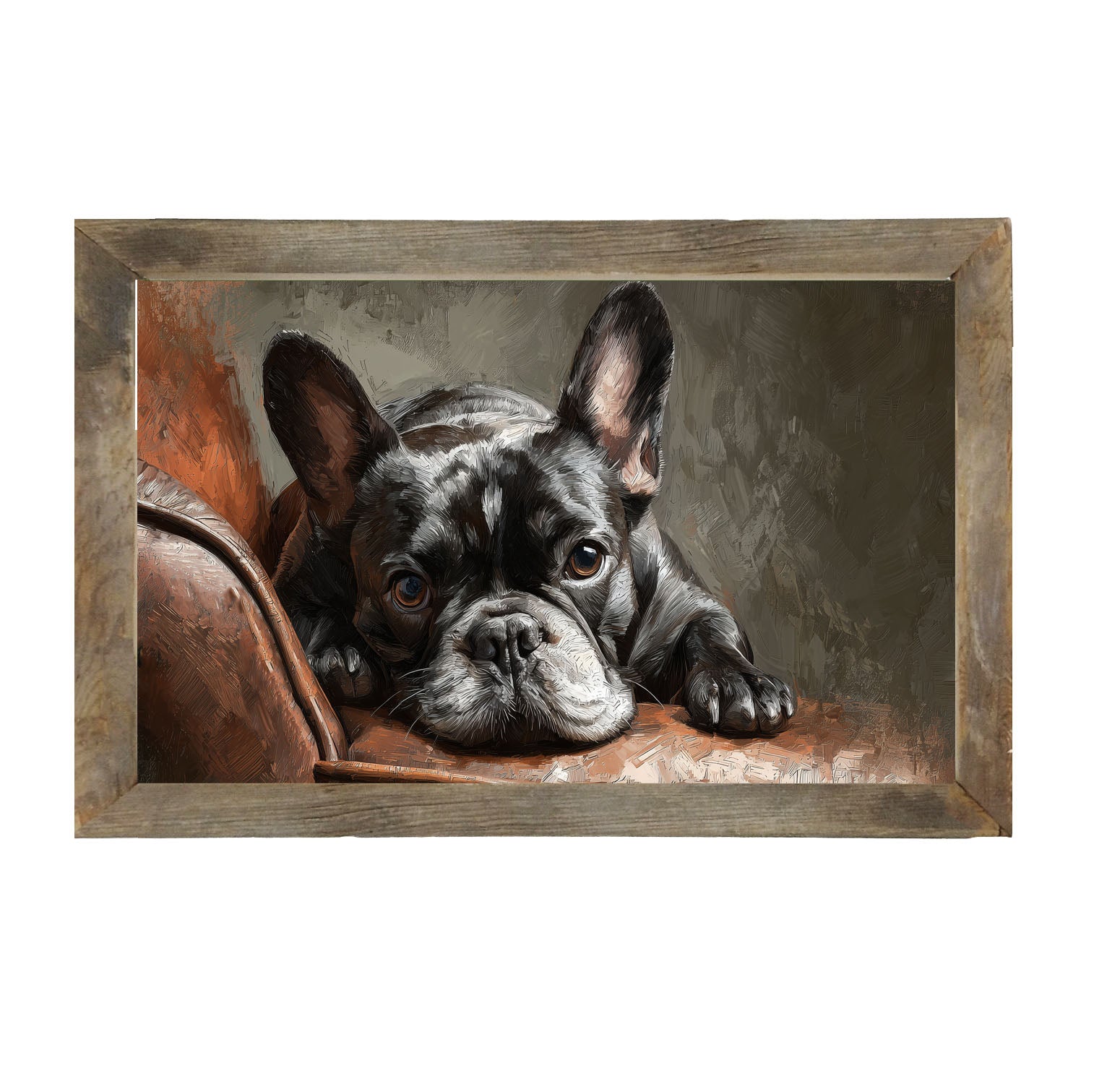 Armchair with Black French Bulldog - Framed Art