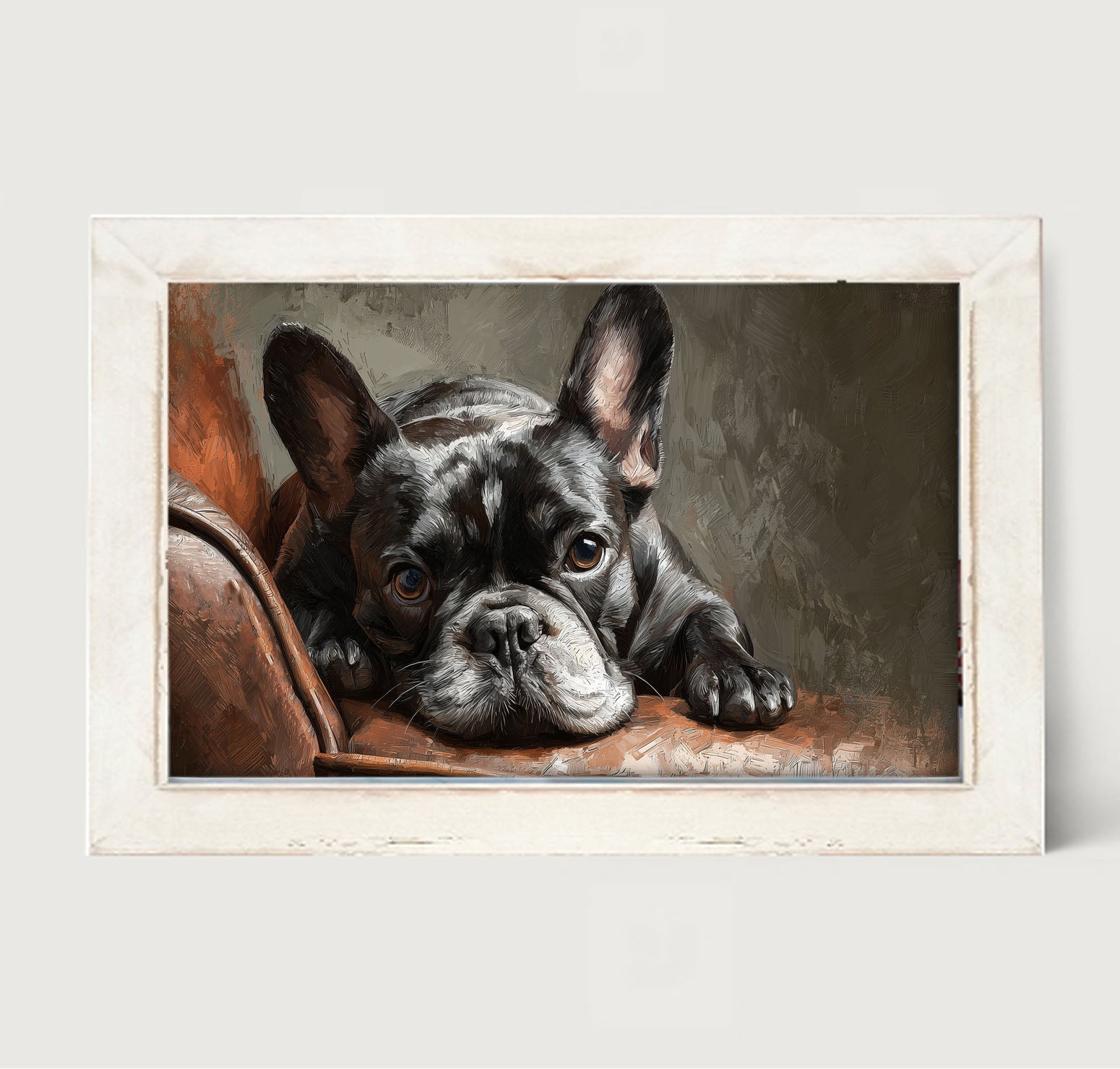Armchair with Black French Bulldog
