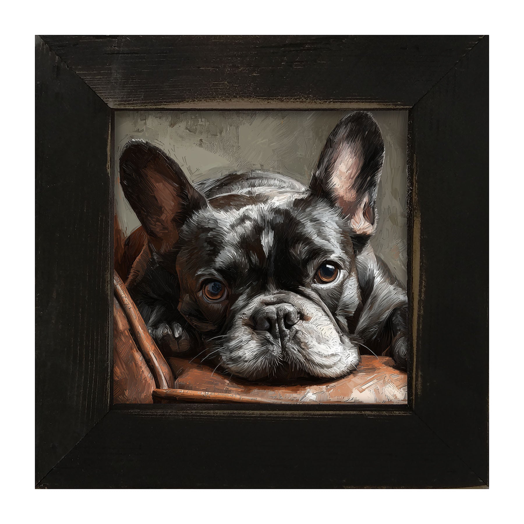 Armchair with Black French Bulldog - Framed Art
