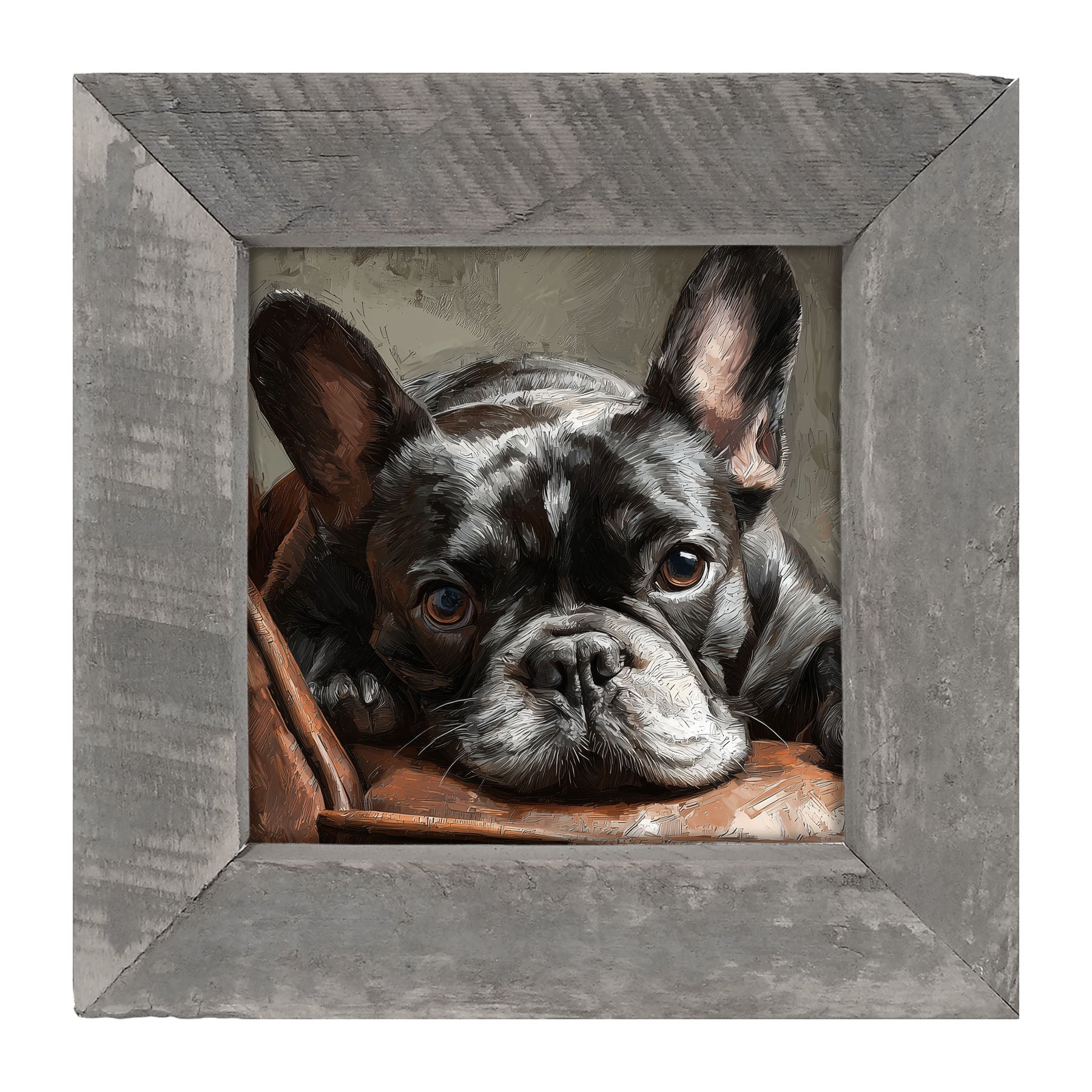 Armchair with Black French Bulldog - Framed Art