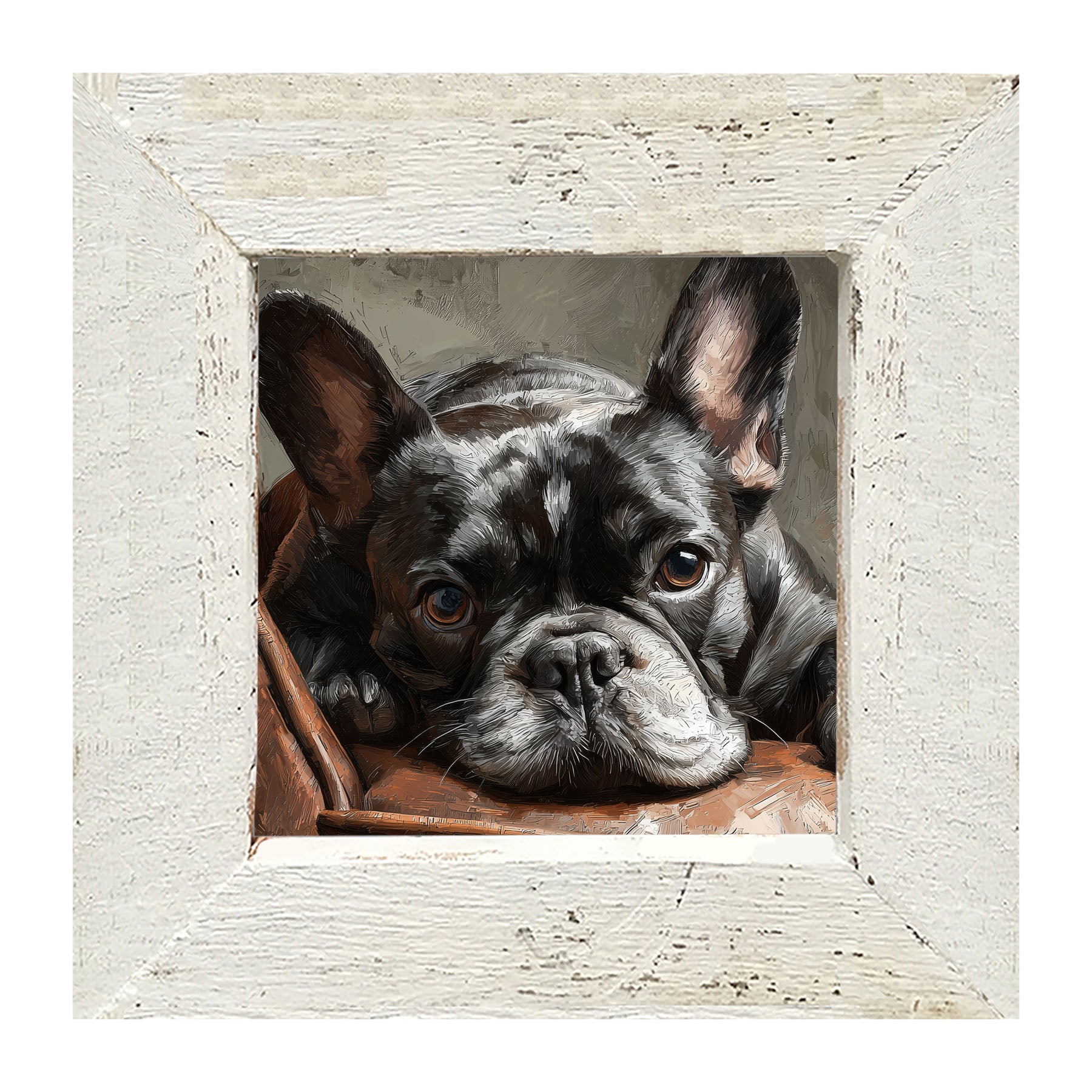 Armchair with Black French Bulldog - Framed Art