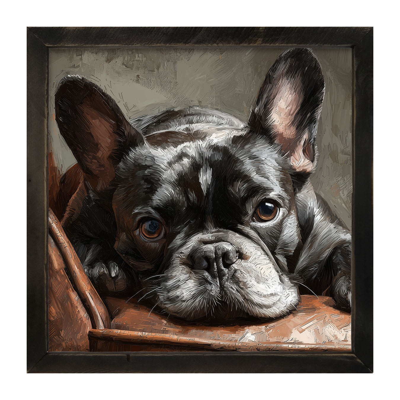Armchair with Black French Bulldog - Framed Art