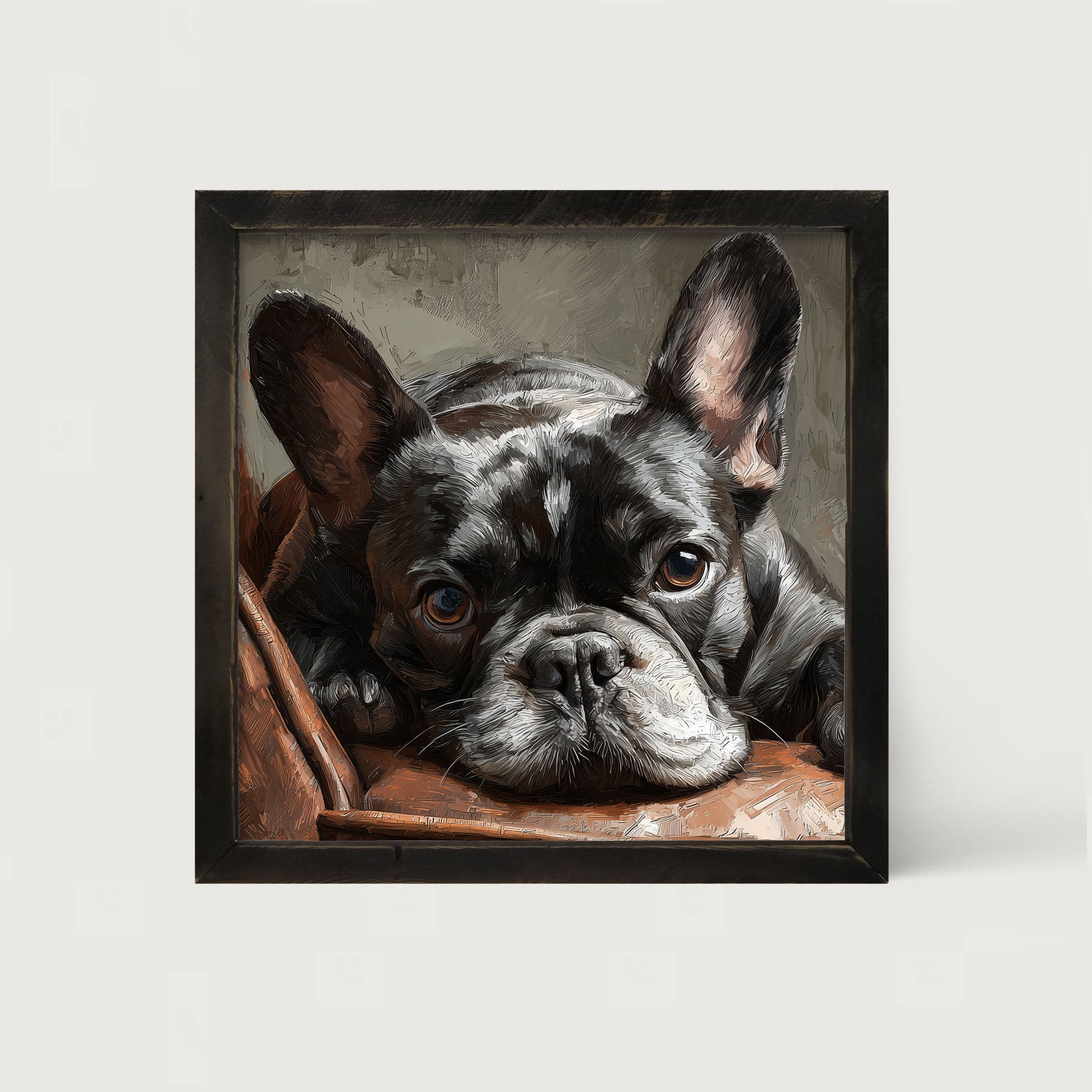 Armchair with Black French Bulldog