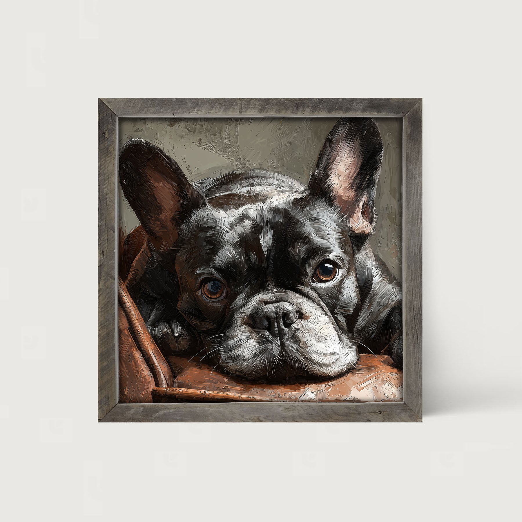 Armchair with Black French Bulldog