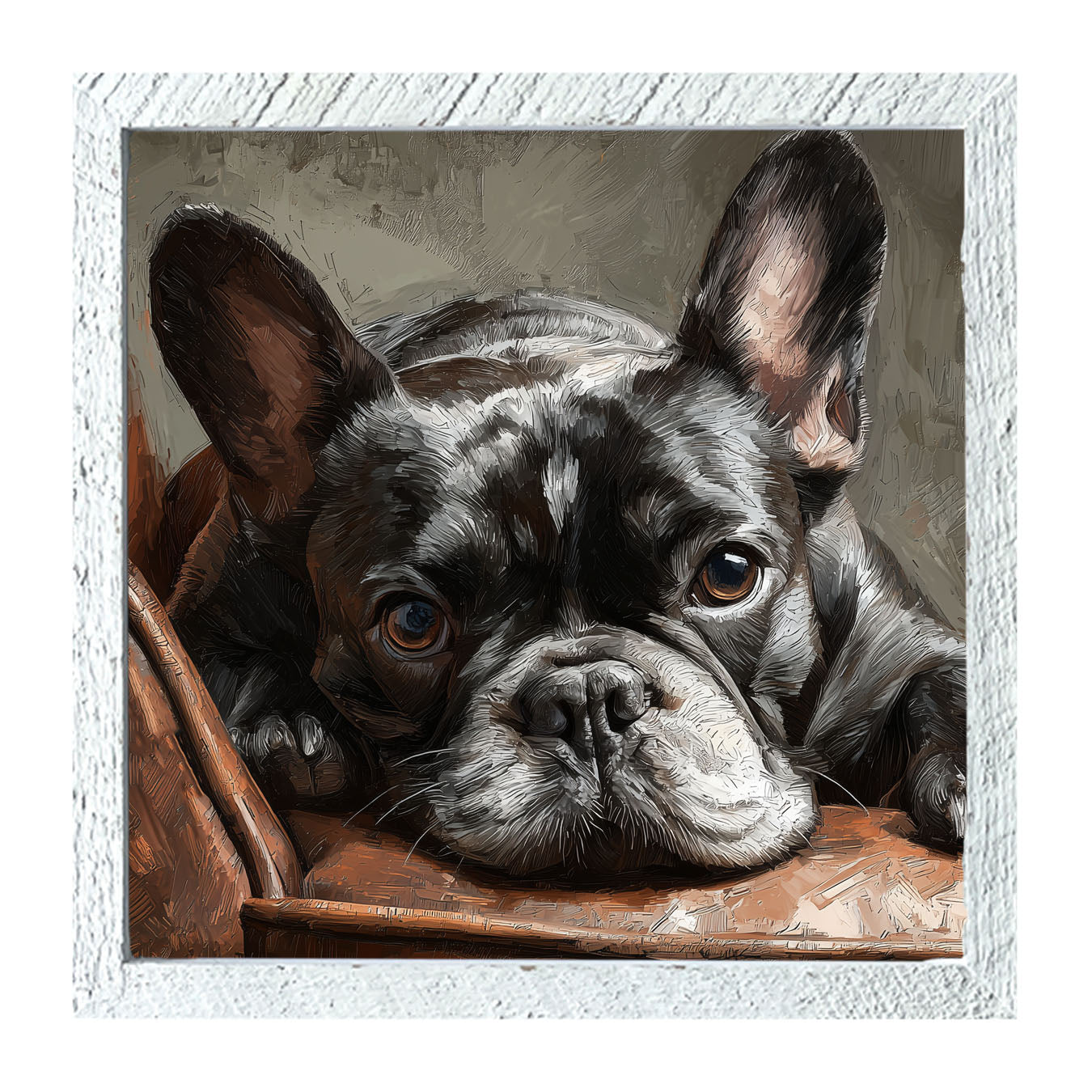 Armchair with Black French Bulldog - Framed Art